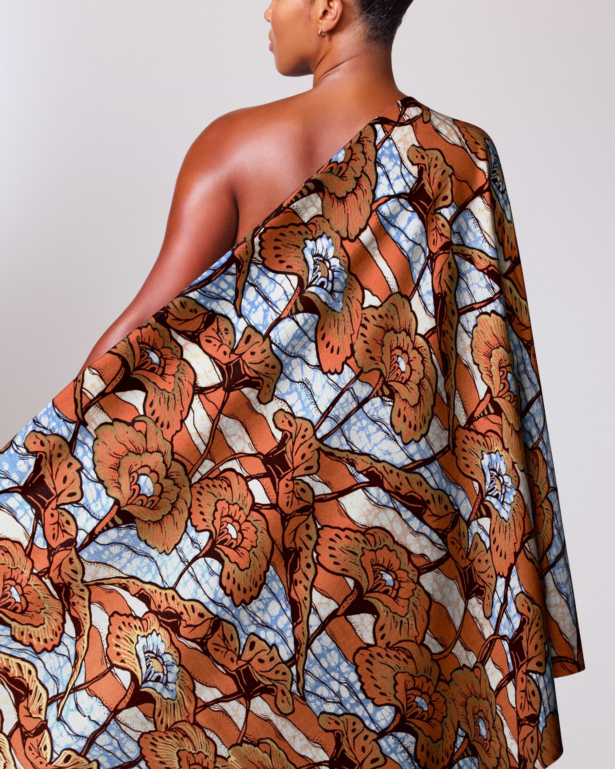 One-shoulder garment vibrant orange blue super-wax vls4567.012