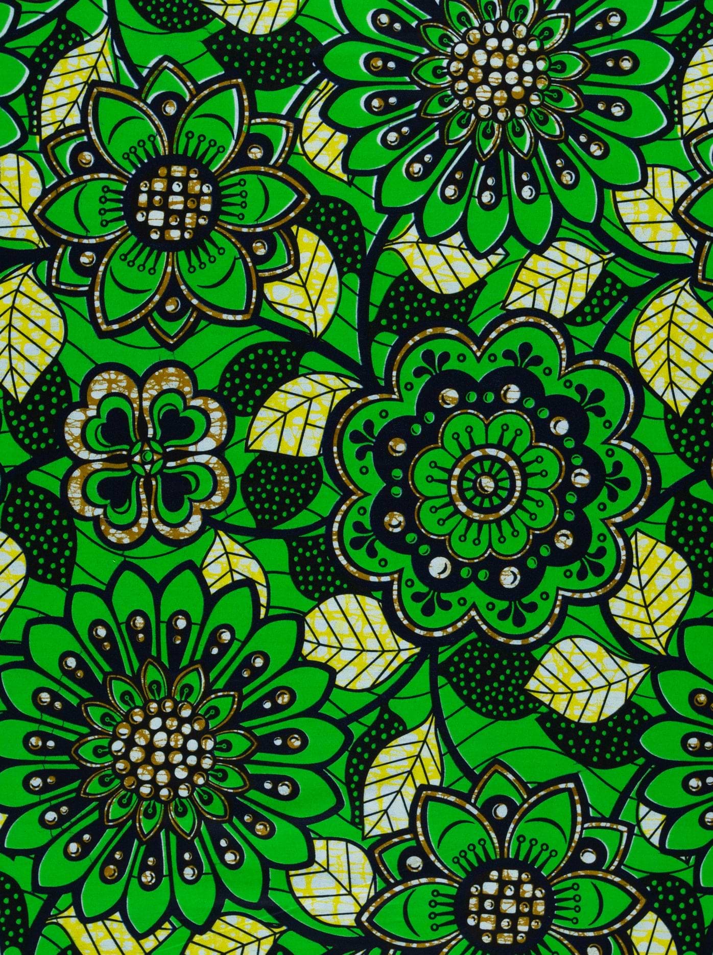 Vibrant green african print fabric super-wax vls4753.011