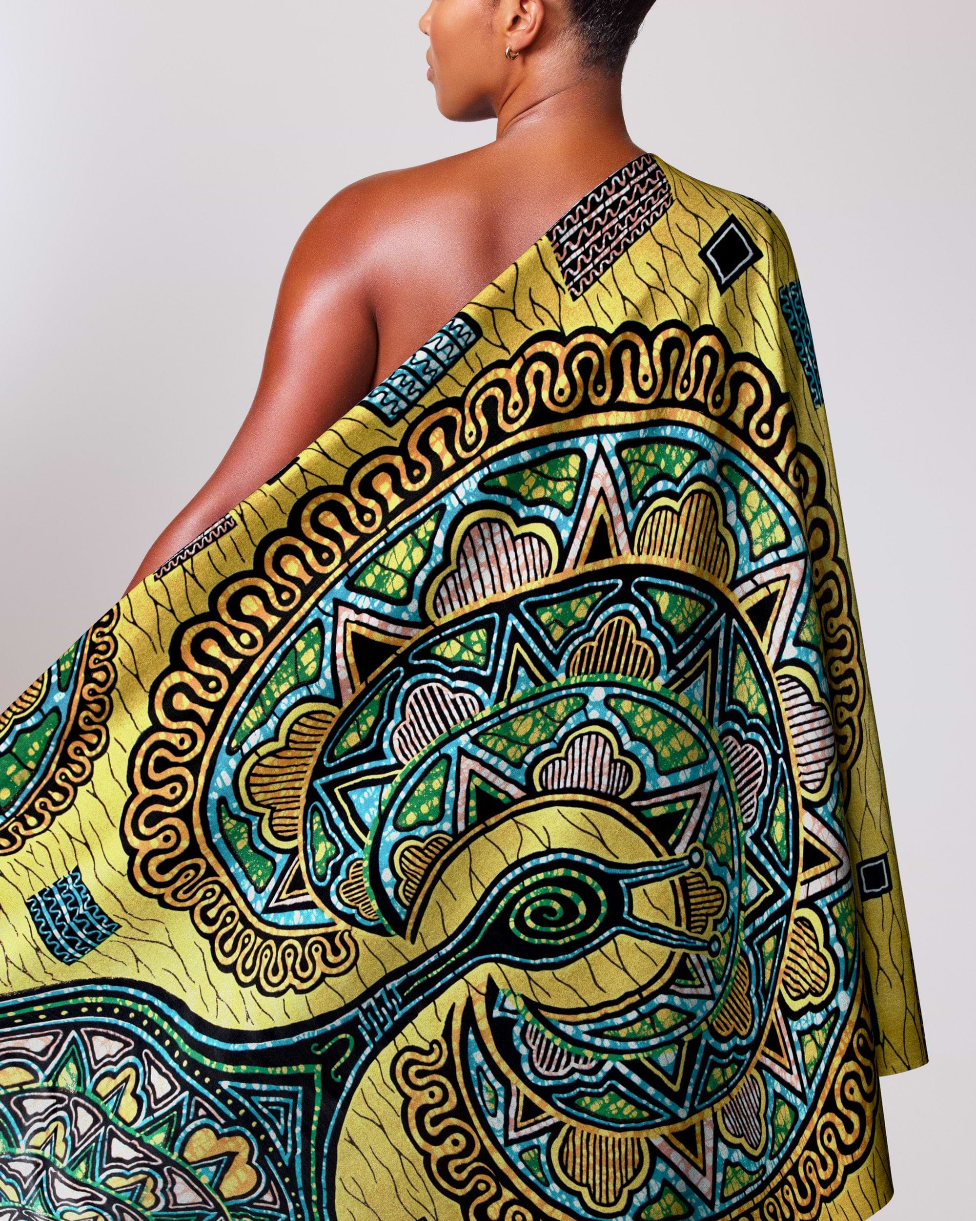 Vibrant yellow african print wrap grand super-wax vls4941.010