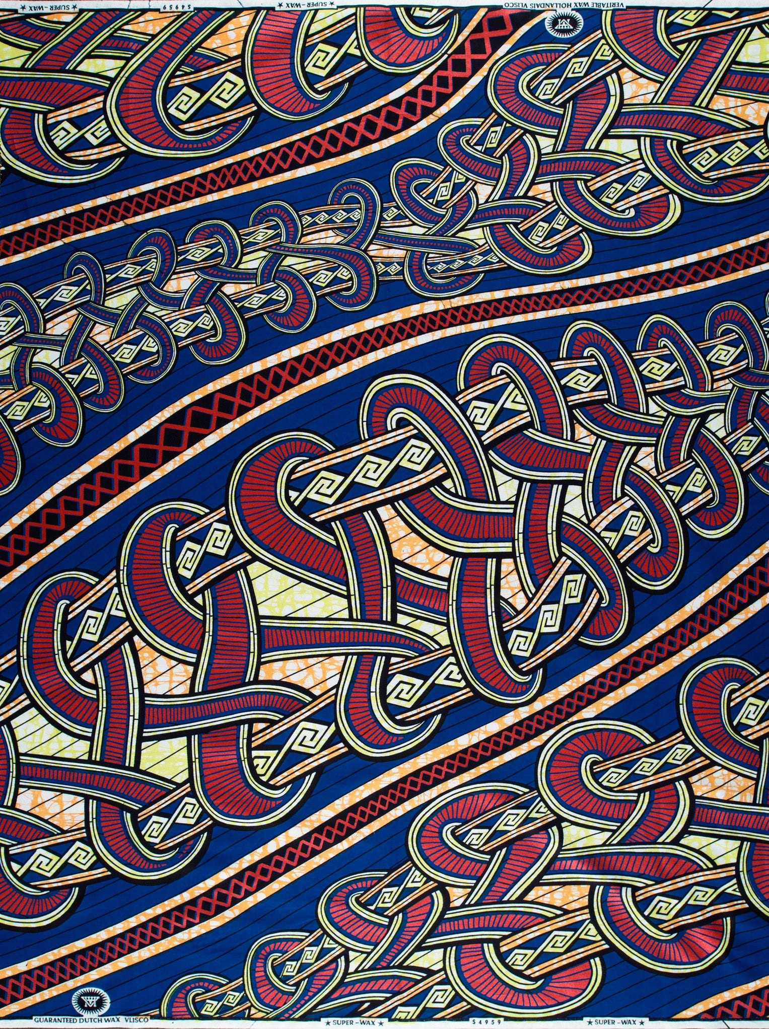 Vibrant blue fabric intricate red super-wax vls4959.001