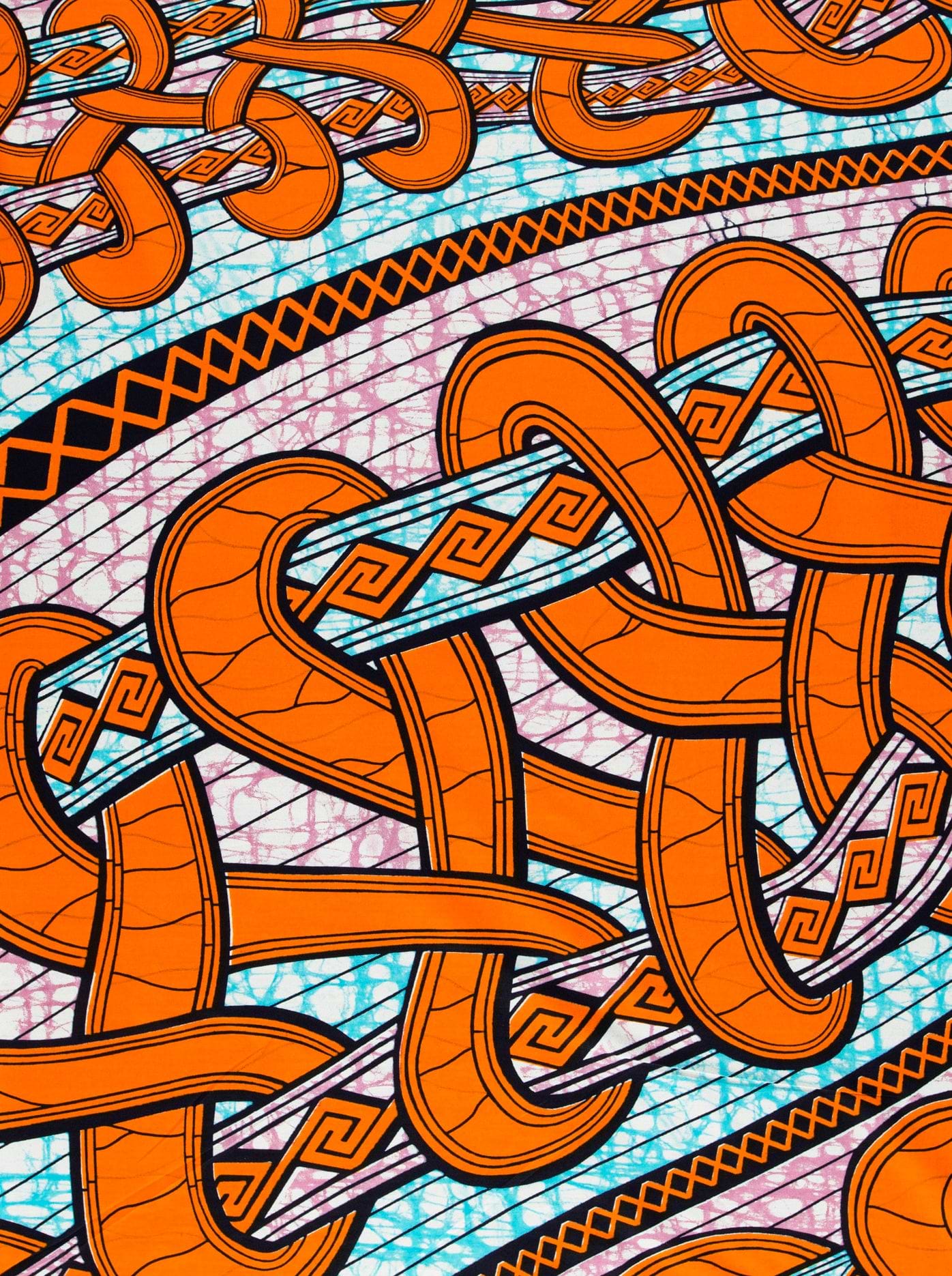 Vibrant orange teal geometric patterned super-wax vls4959.004