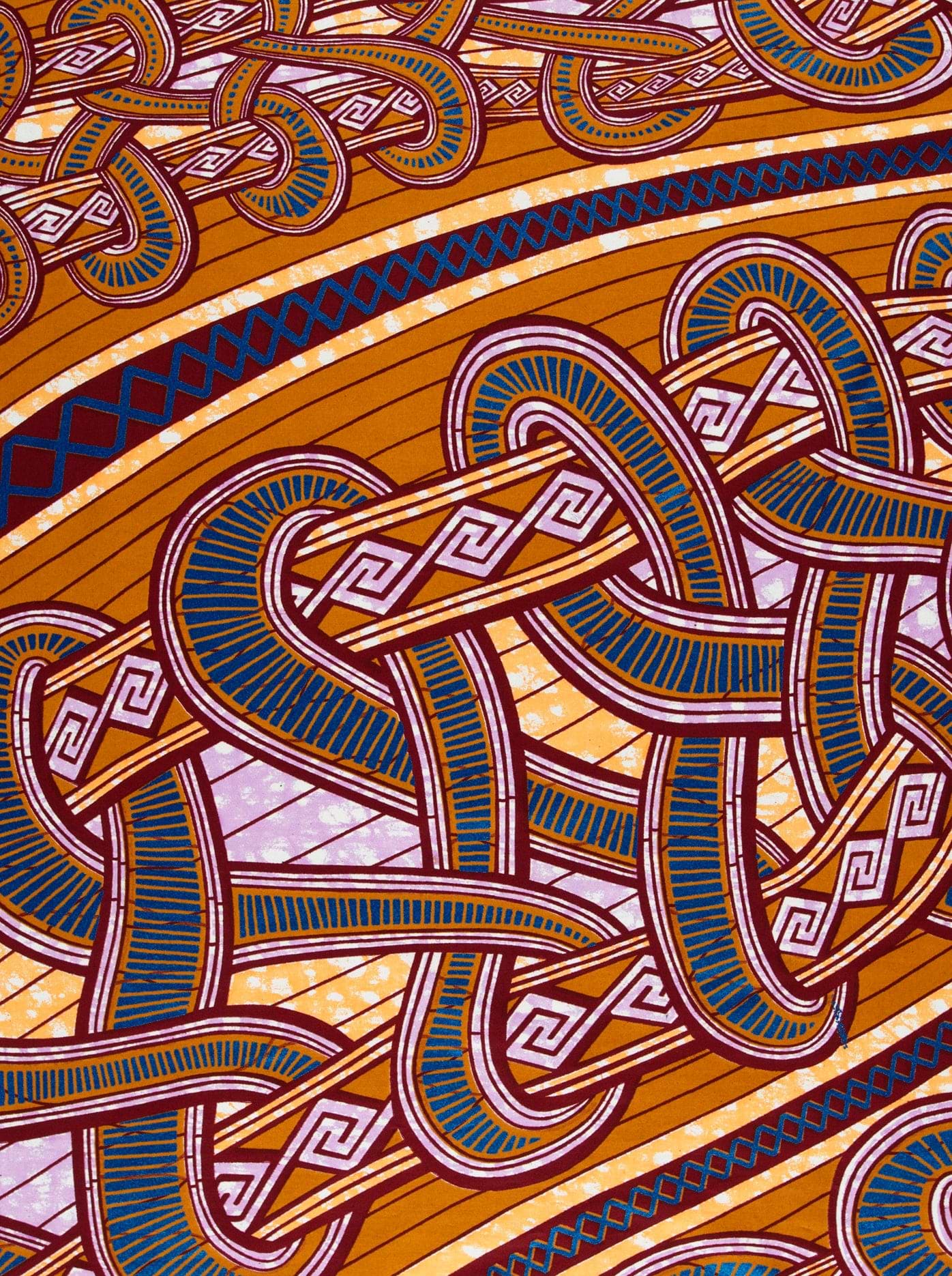 Vibrant orange fabric intricate blue super-wax vls4959.005