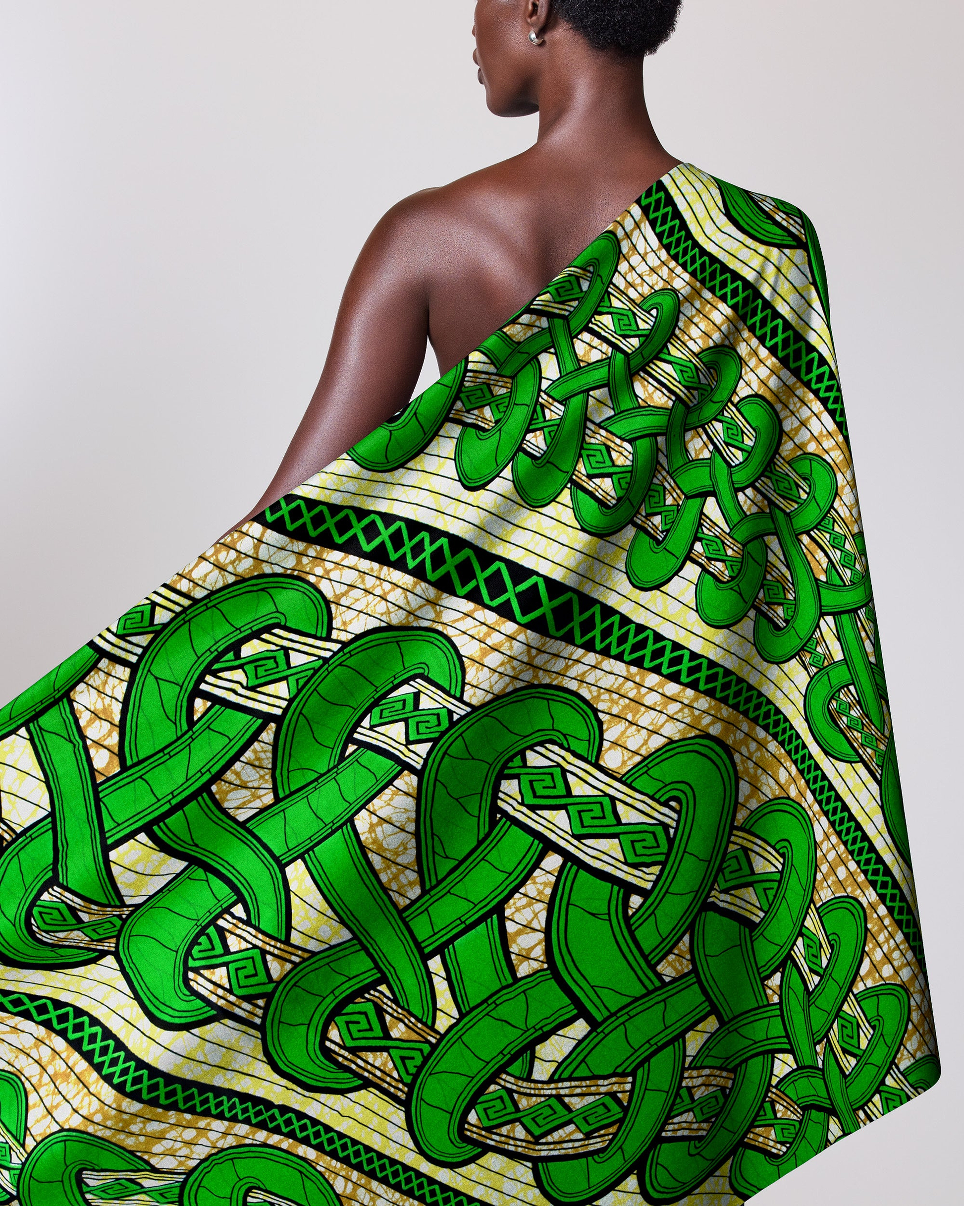 Vibrant green cream patterned fabric super-wax vls4959.006