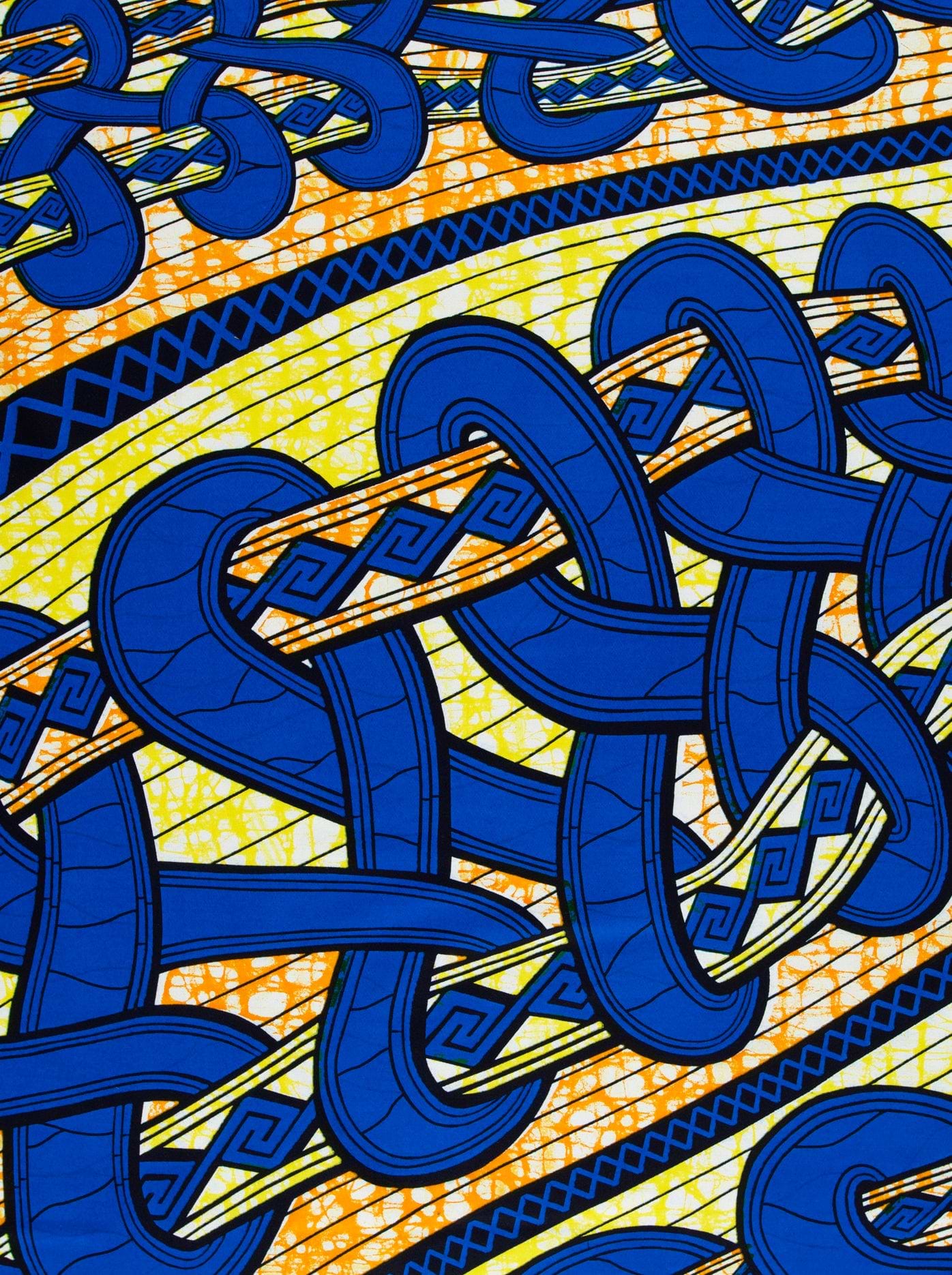 Vibrant blue yellow african print super-wax vls4959.009