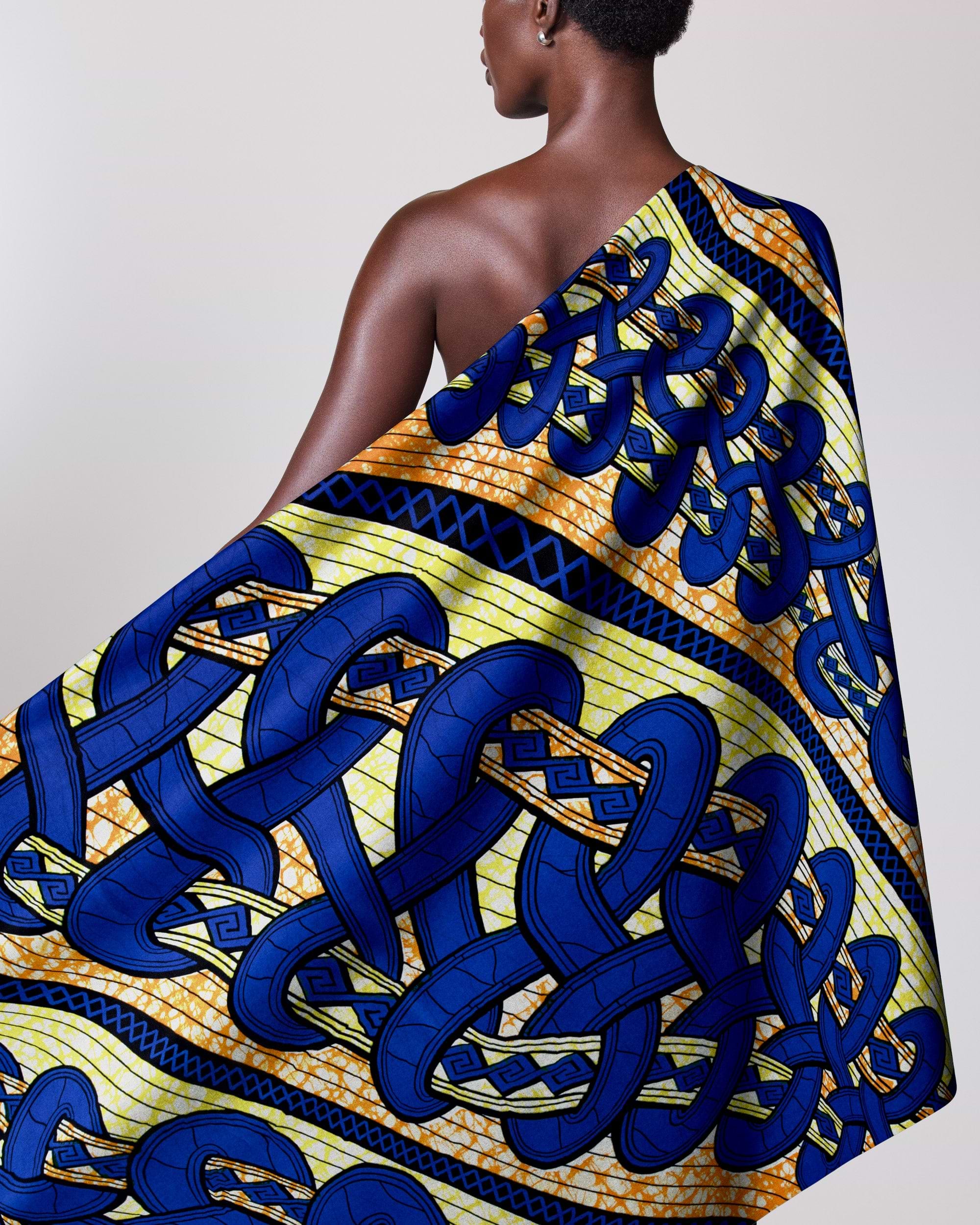 Vibrant one-shoulder wrap dress bold super-wax vls4959.009
