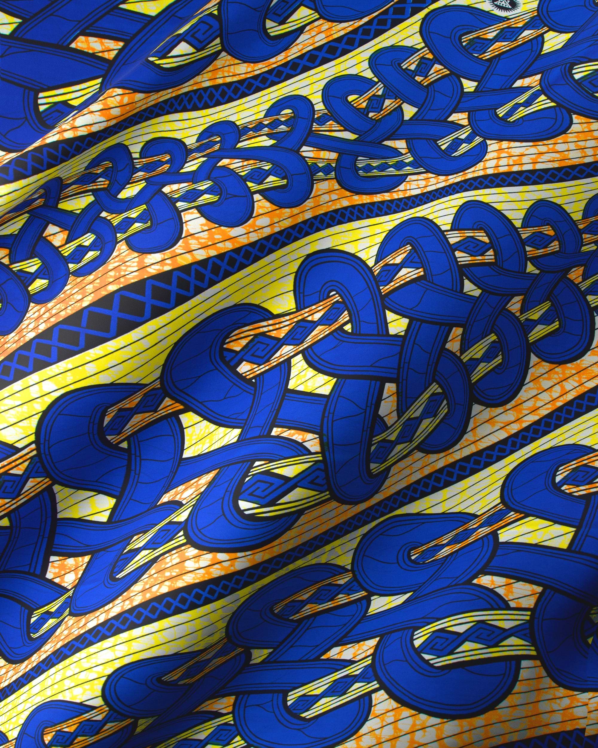 Vibrant blue yellow patterned fabric super-wax vls4959.009