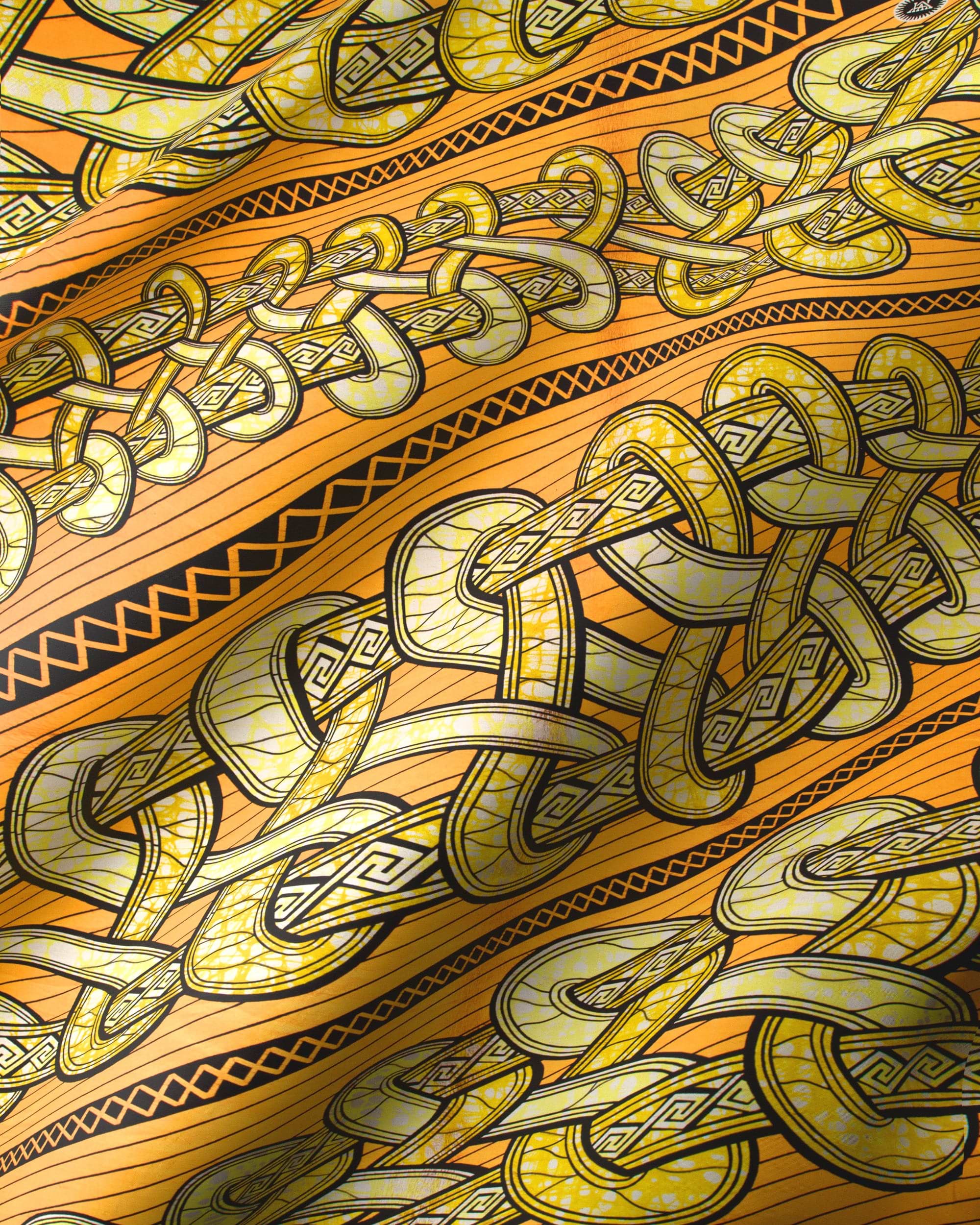 Orange fabric intricate golden black super-wax vls4959.017