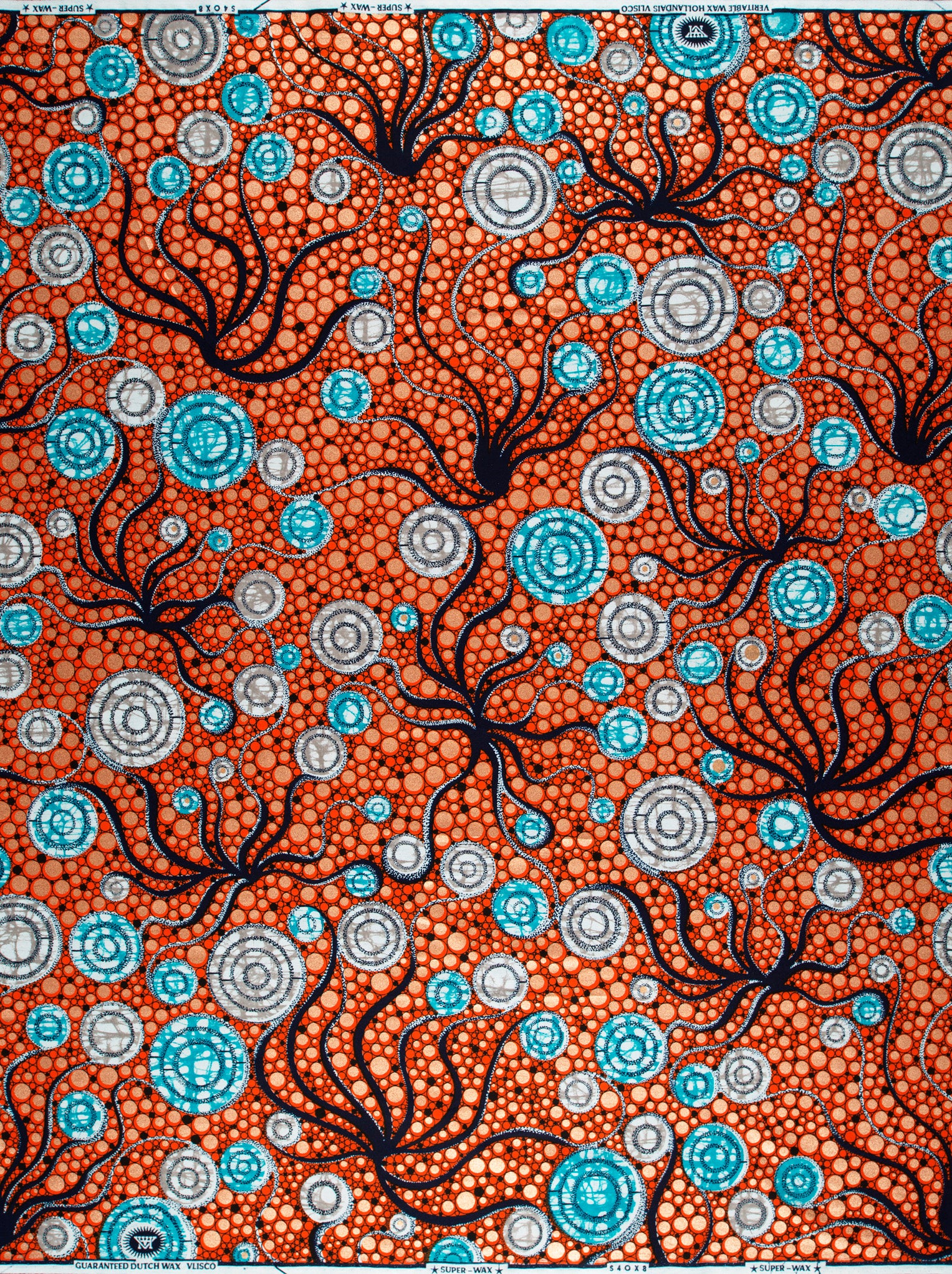 Vibrant orange fabric intricate aboriginal super-wax vls4ox8.068