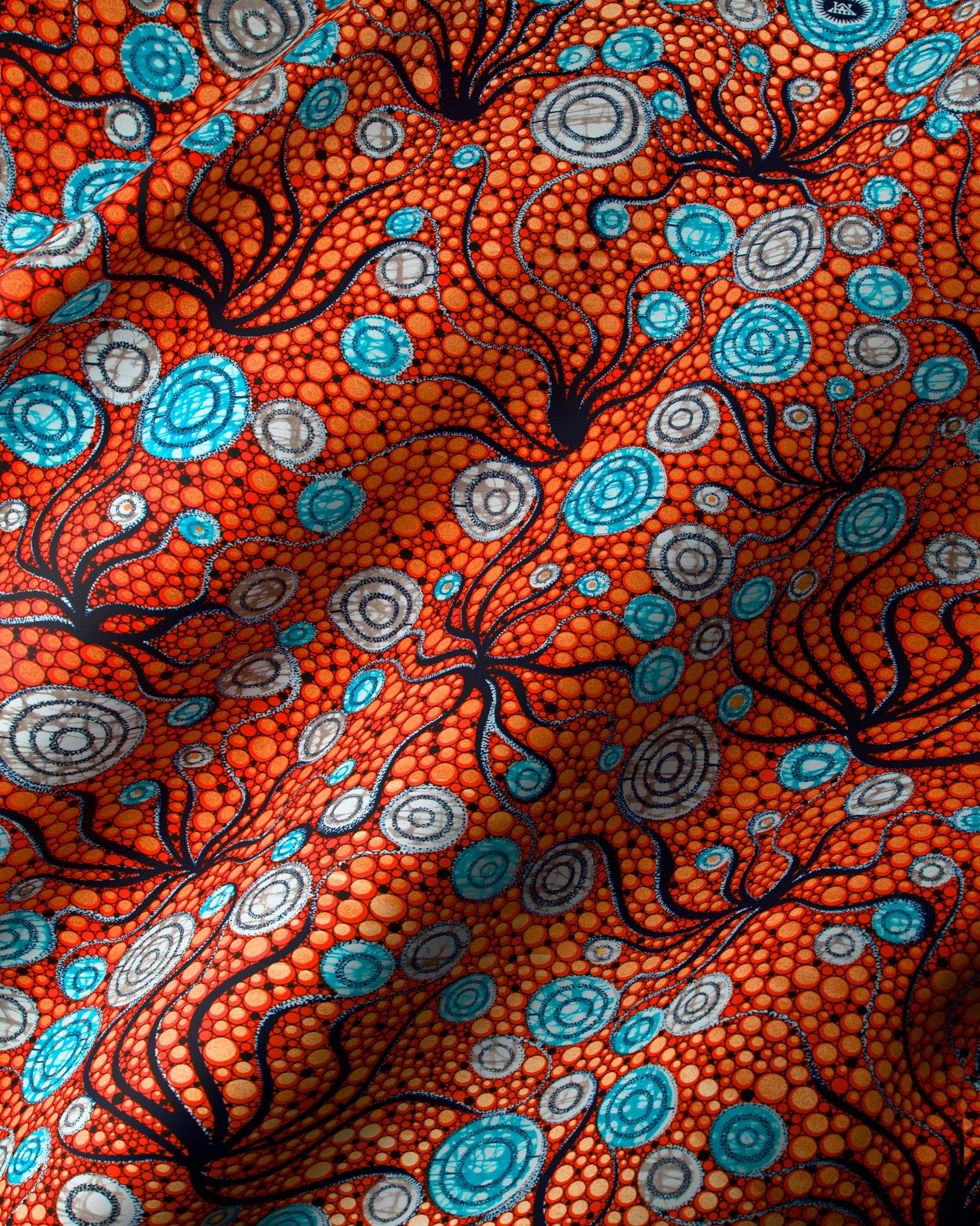 Vibrant orange fabric bold aboriginal-inspired super-wax vls4ox8.068