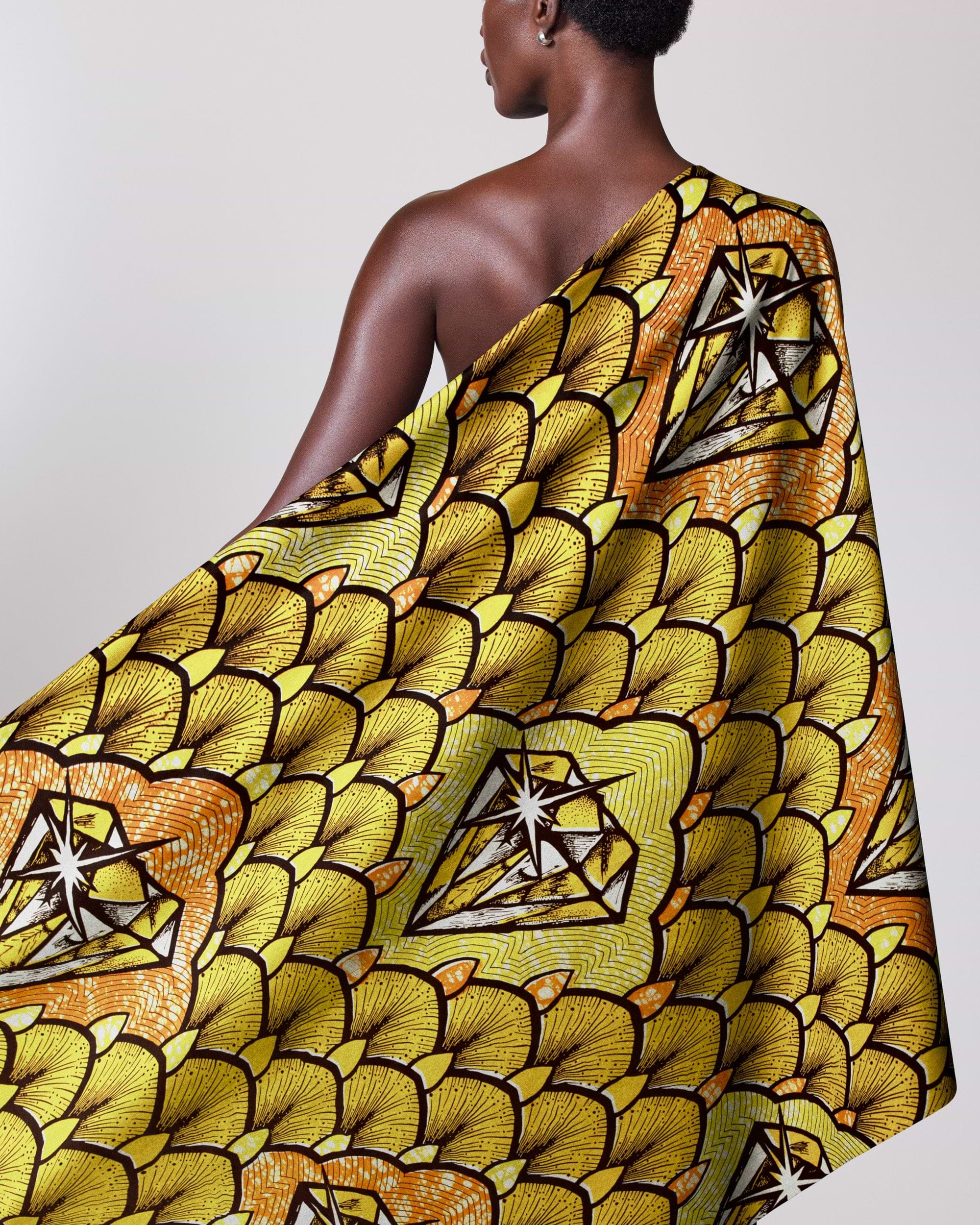Vibrant yellow orange patterned fabric super-wax vls4rm0.046