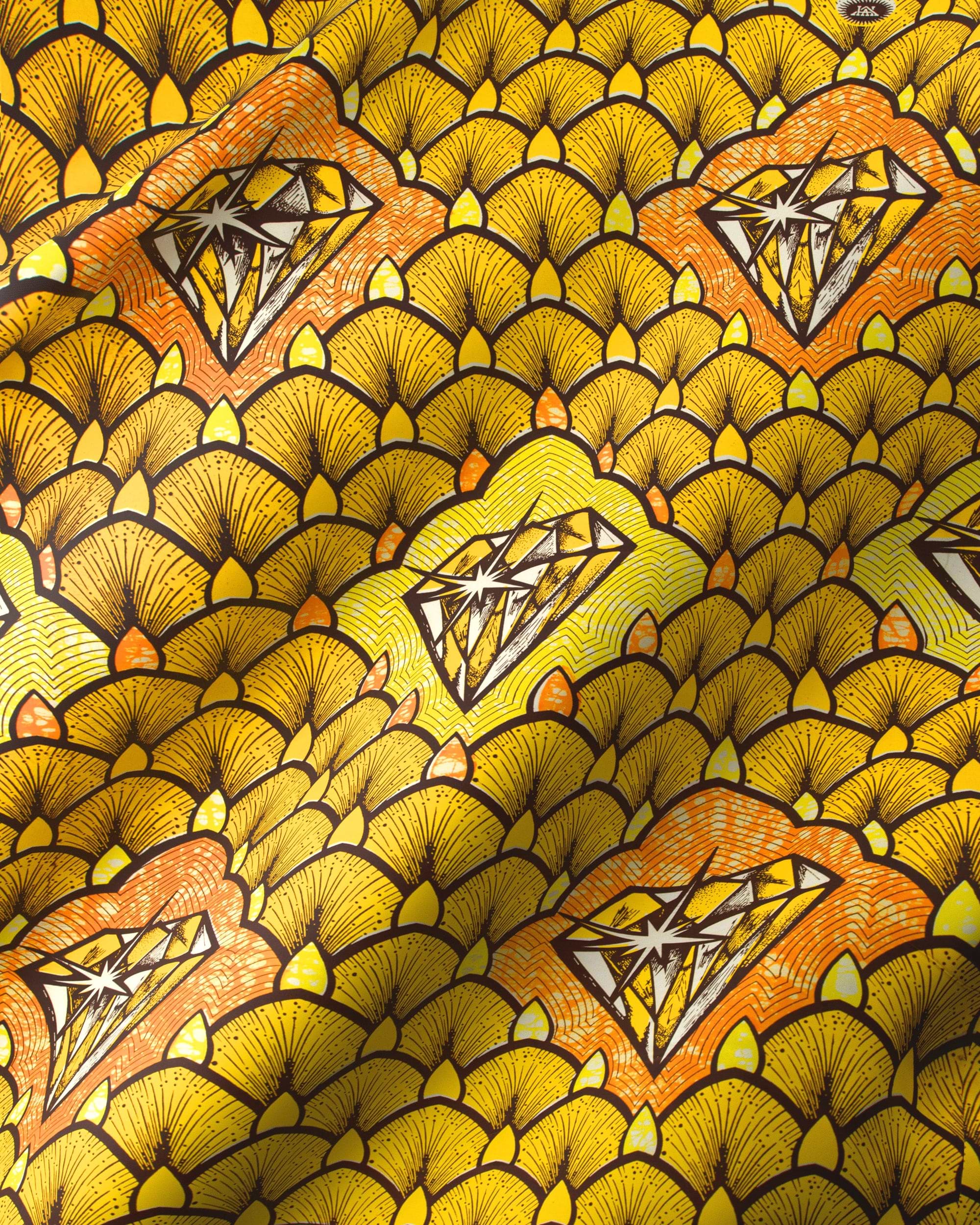 Vibrant yellow orange african print super-wax vls4rm0.046
