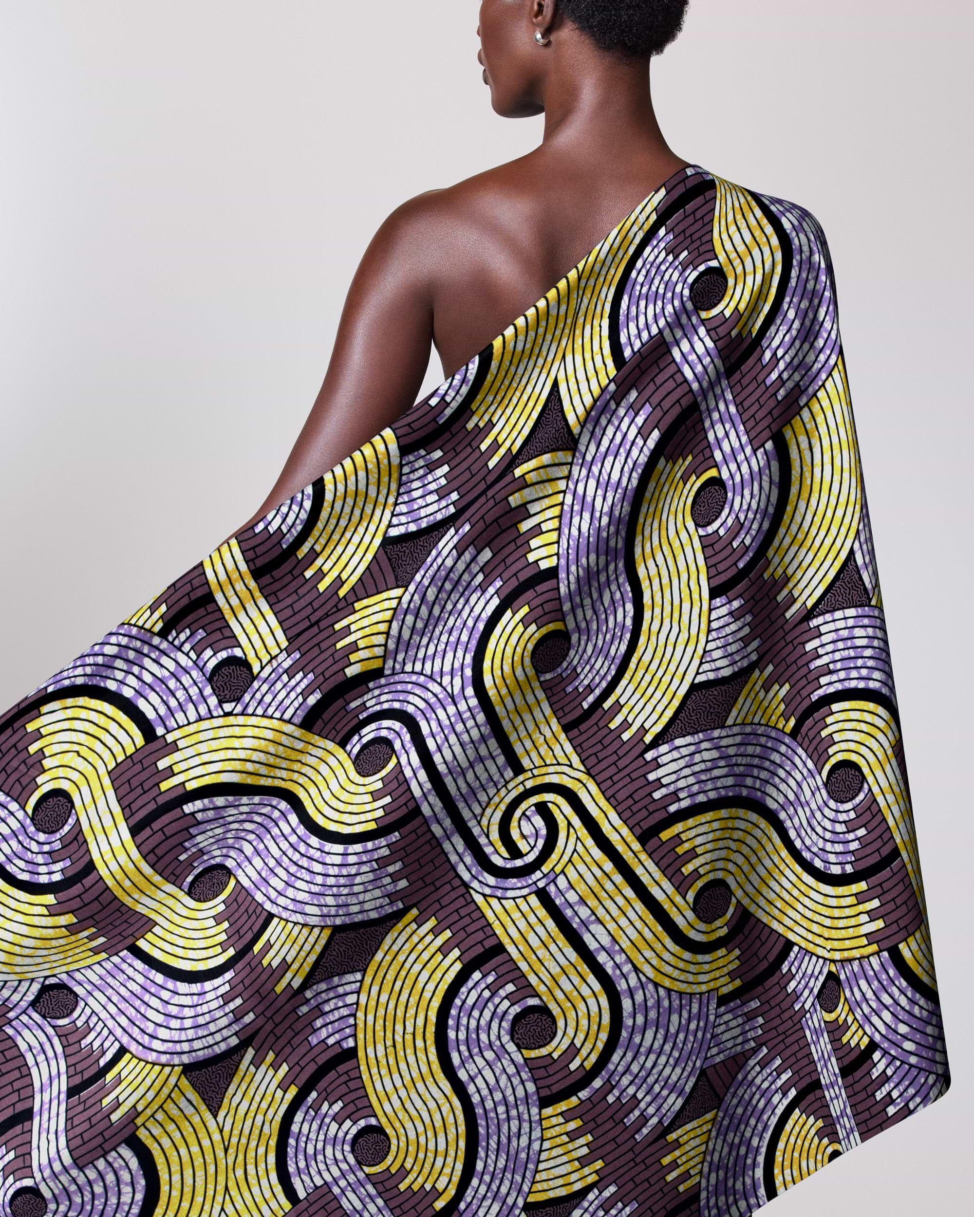 Vibrant one-shoulder wrap dress bold super-wax vls6046.019