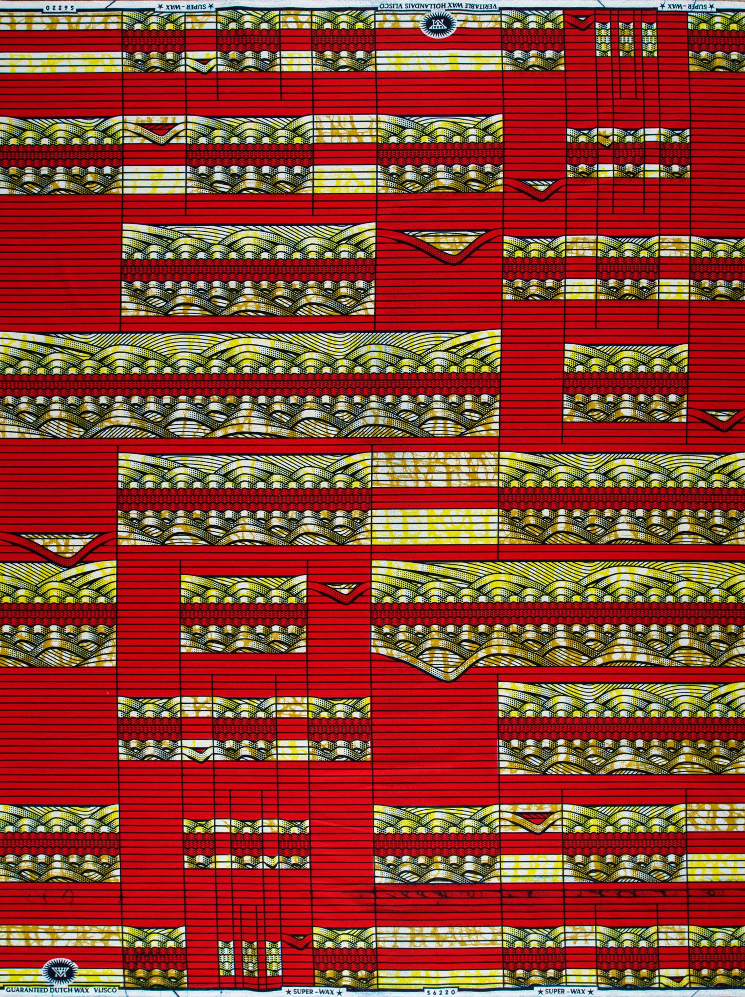 Vibrant red gold patterned african super-wax vls6220.002