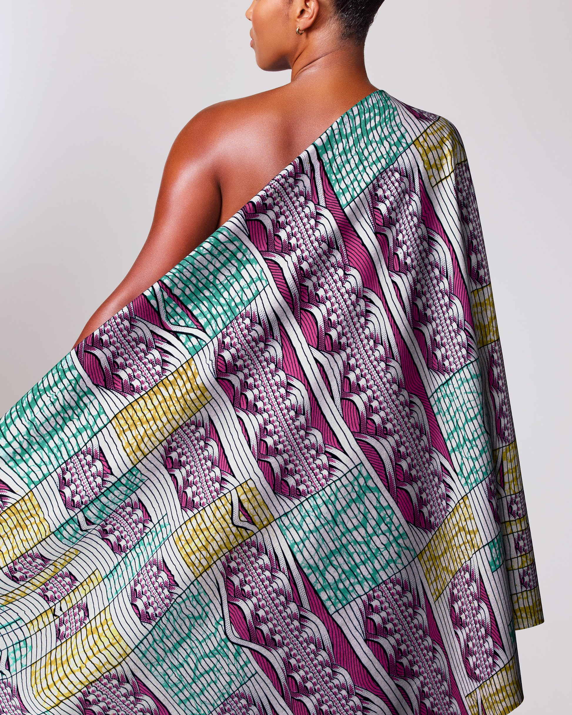 Vibrant one-shoulder wrap dress bold super-wax vls6220.003
