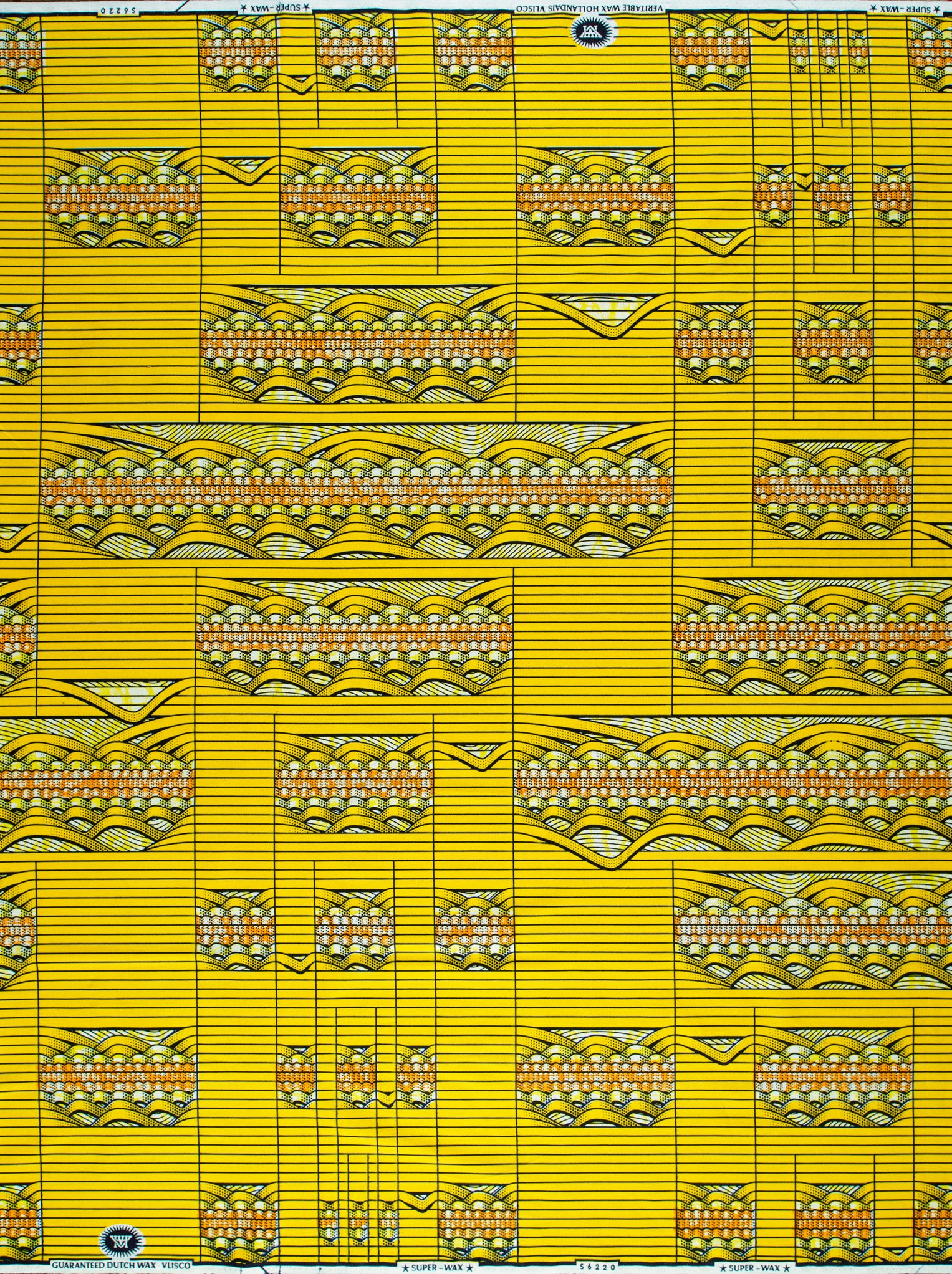 Vibrant yellow african print fabric super-wax vls6220.004