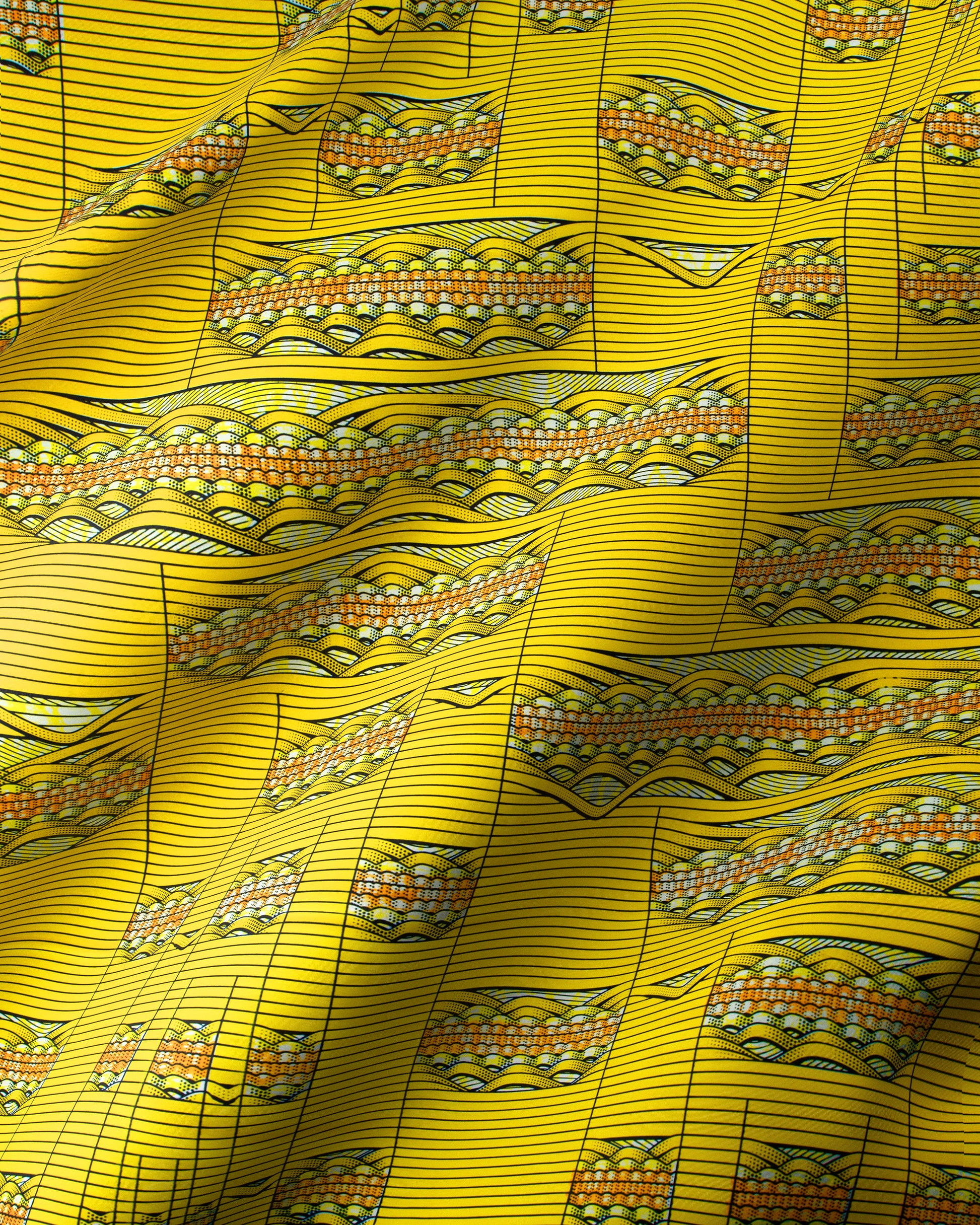 Vibrant yellow fabric intricate geometric super-wax vls6220.004
