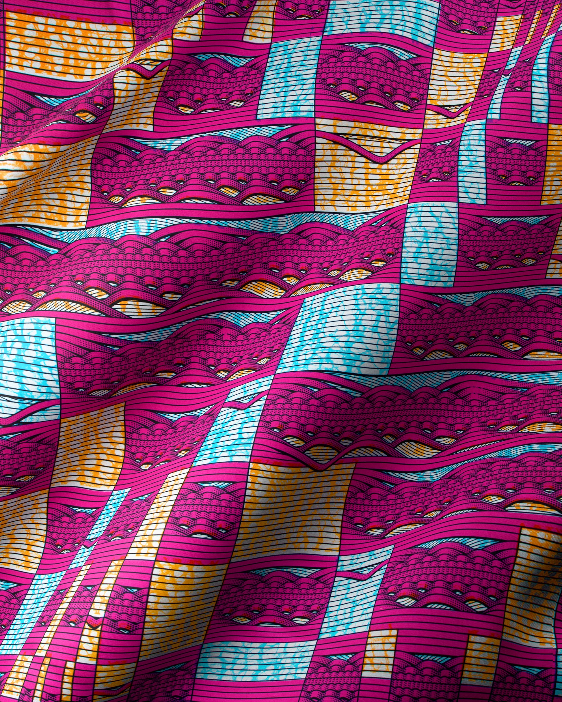 Vibrant pink teal gold patterned super-wax vls6220.006