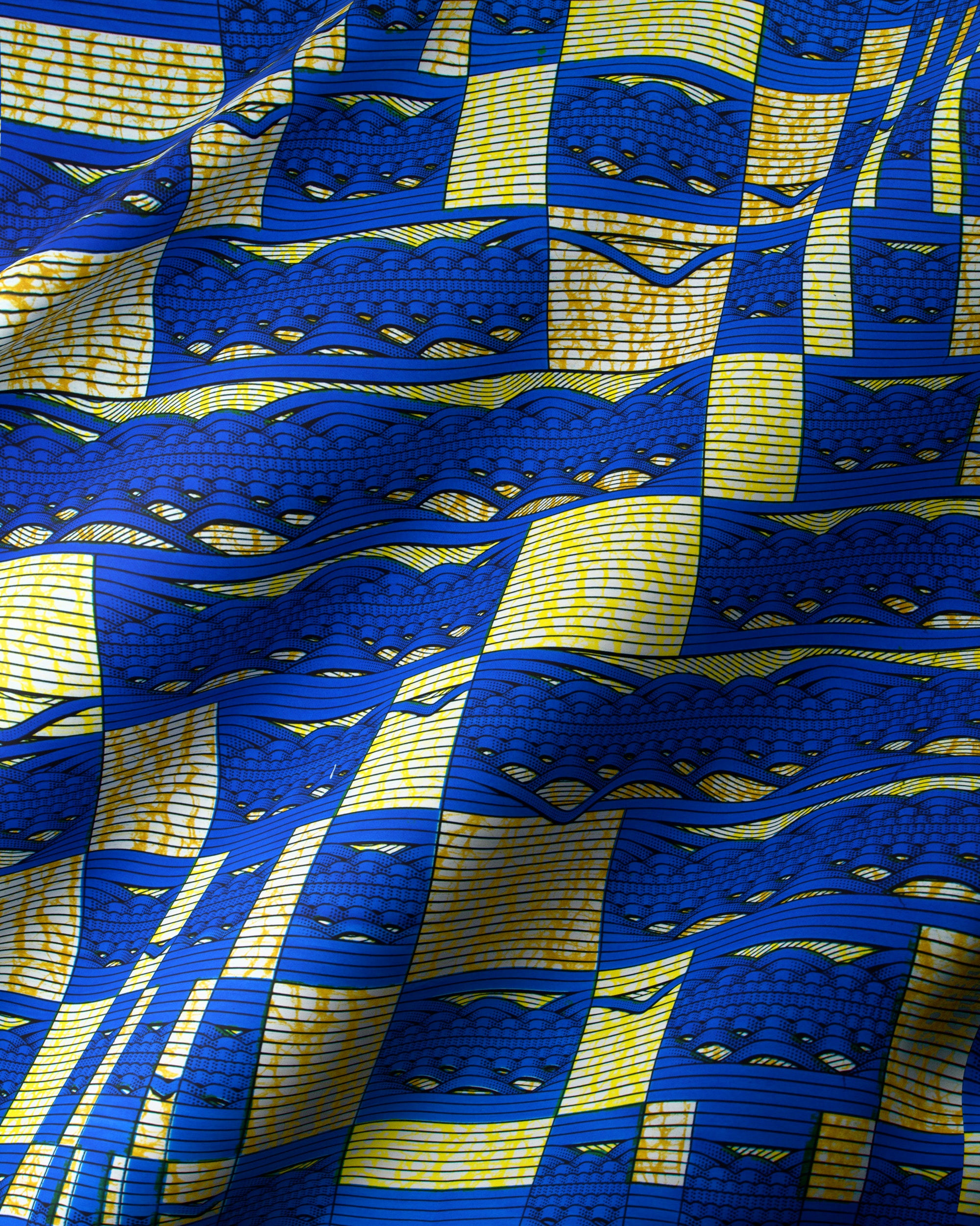 Vibrant blue yellow african print super-wax vls6220.007