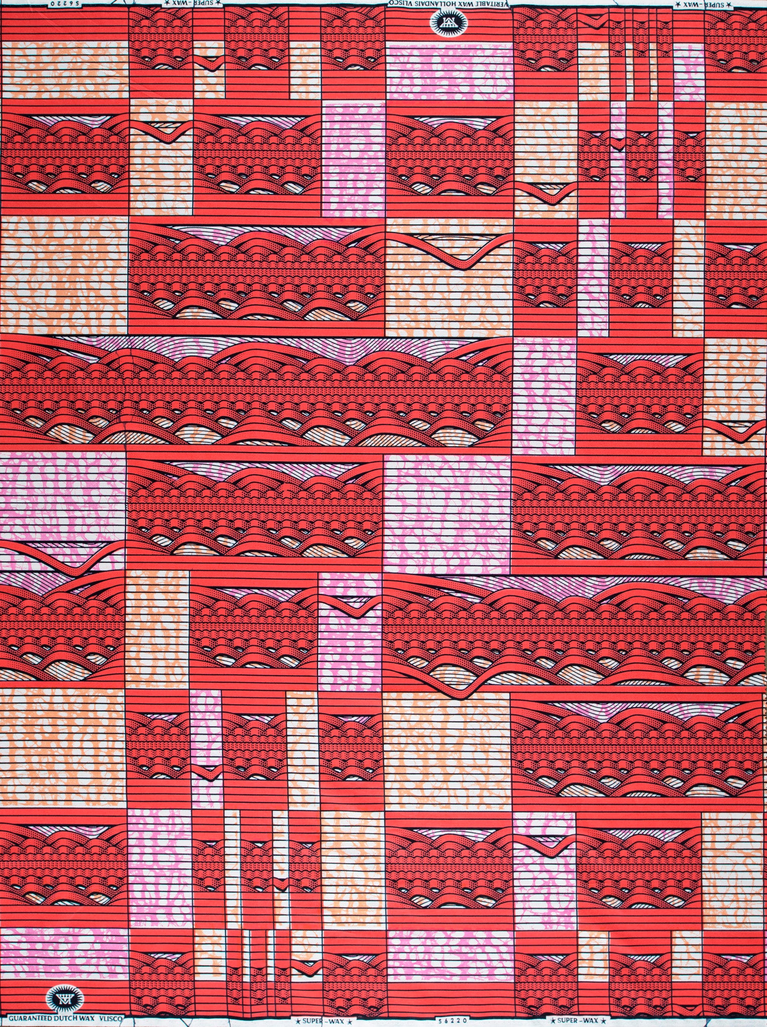 Vibrant red pink geometric-patterned african super-wax vls6220.008