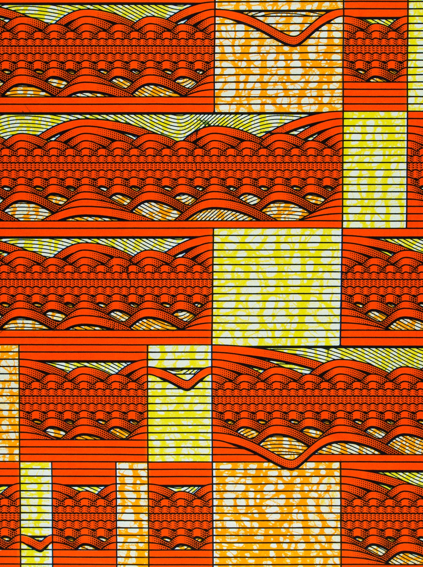 Vibrant orange yellow geometric-patterned fabric super-wax vls6220.009