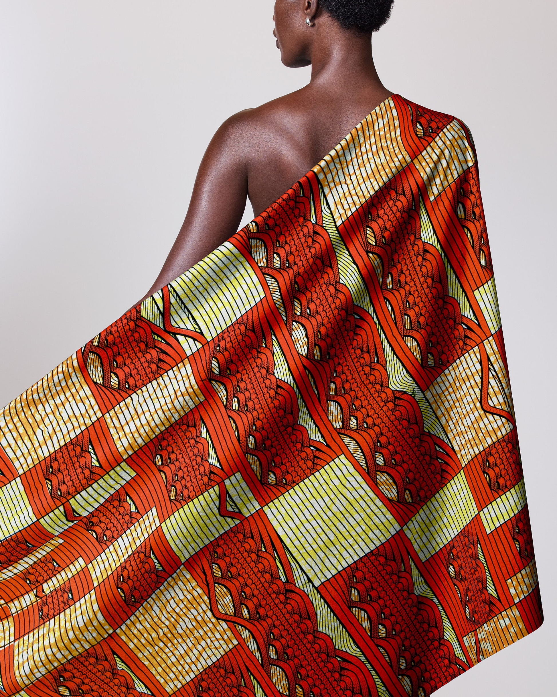 Vibrant red cream patterned fabric super-wax vls6220.009