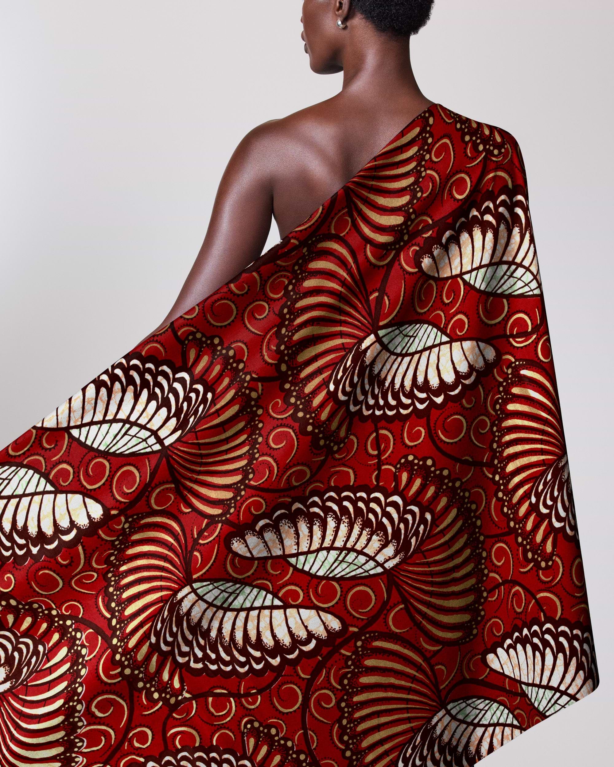 Vibrant red african print fabric super-wax vls6289.011