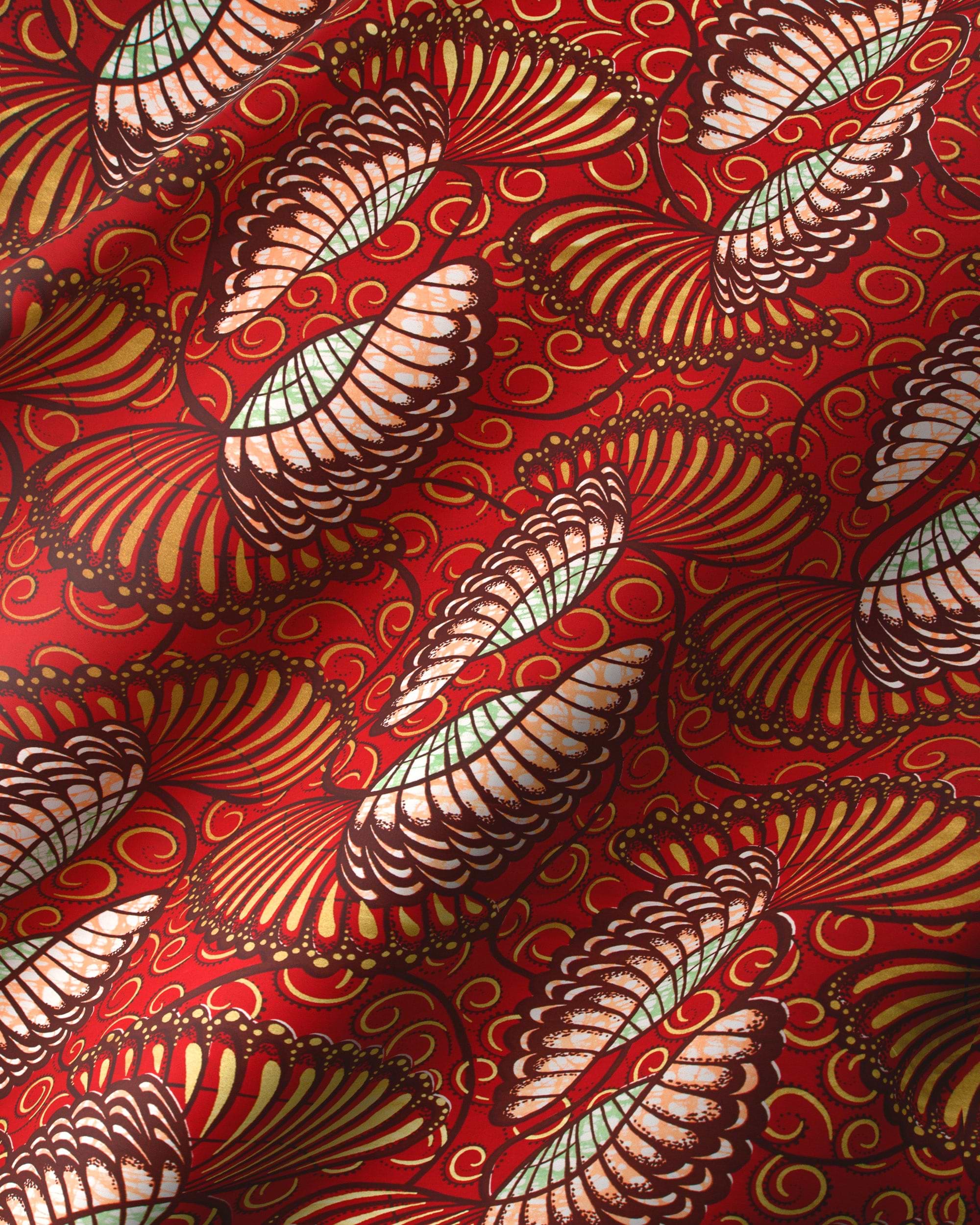 Red fabric stylized butterfly pattern super-wax vls6289.011