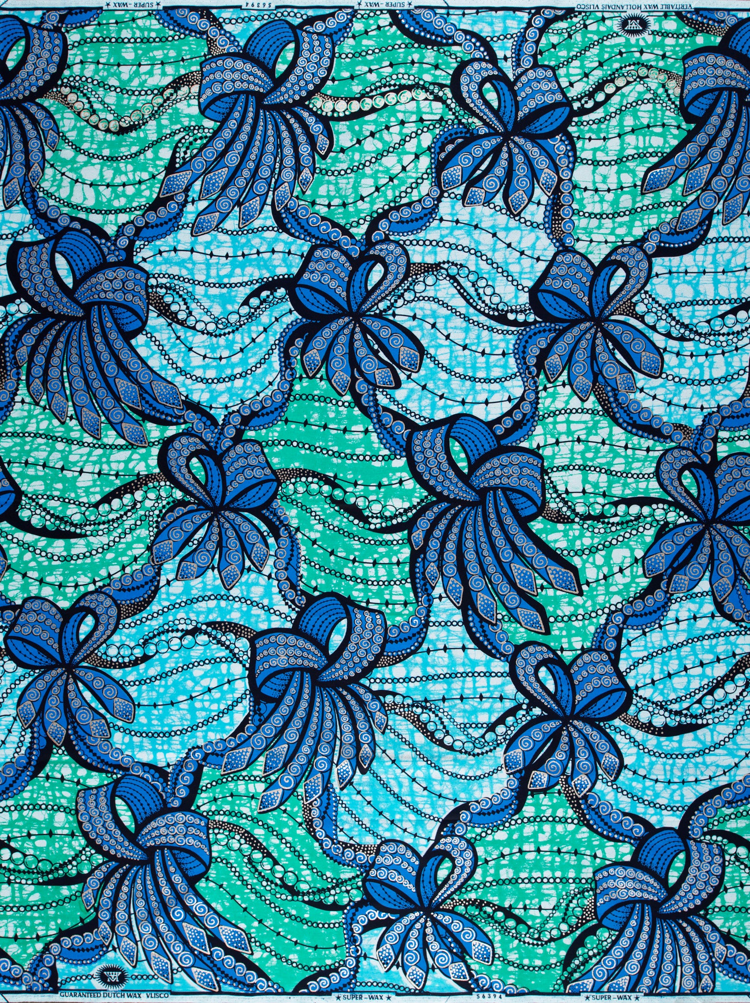 Vibrant blue teal african print super-wax vls6394.026