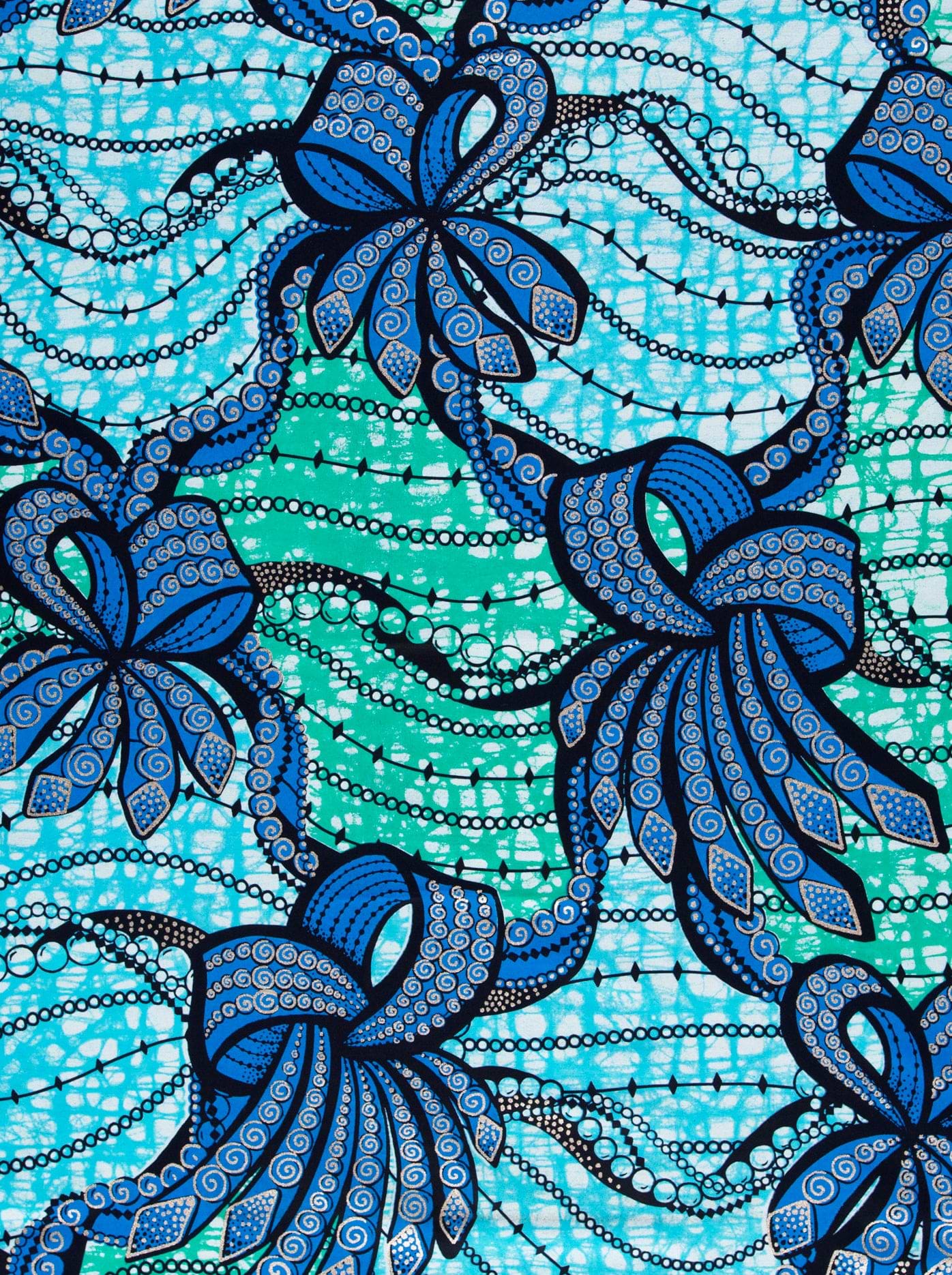 Vibrant blue green african print super-wax vls6394.026