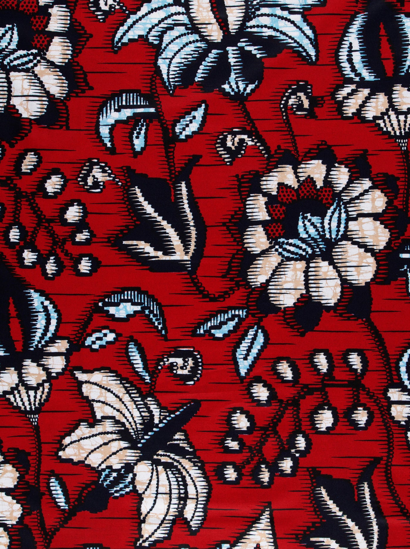 Vibrant red fabric intricate floral super-wax vls6412.002