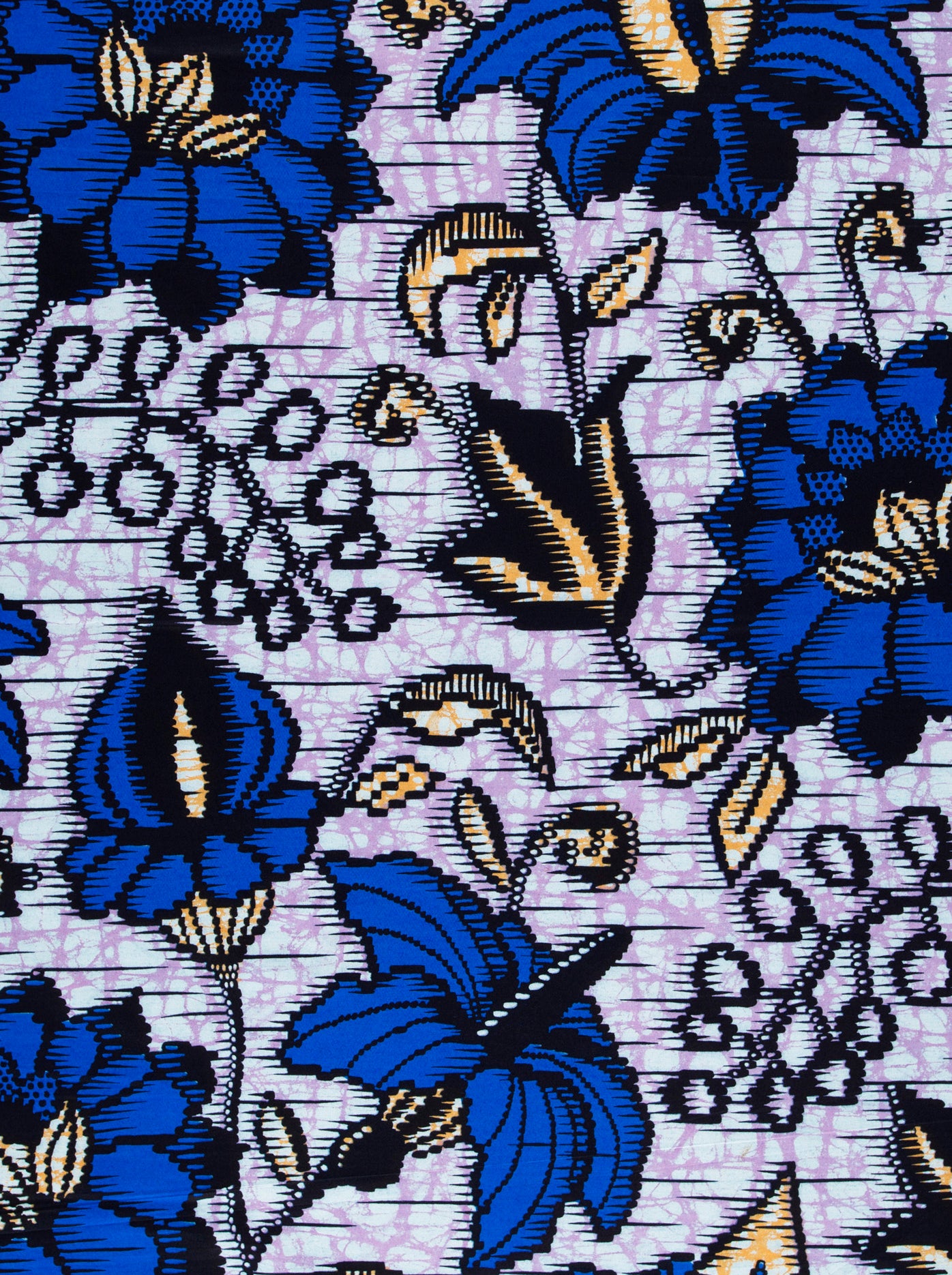 Vibrant blue gold floral patterned super-wax vls6412.005