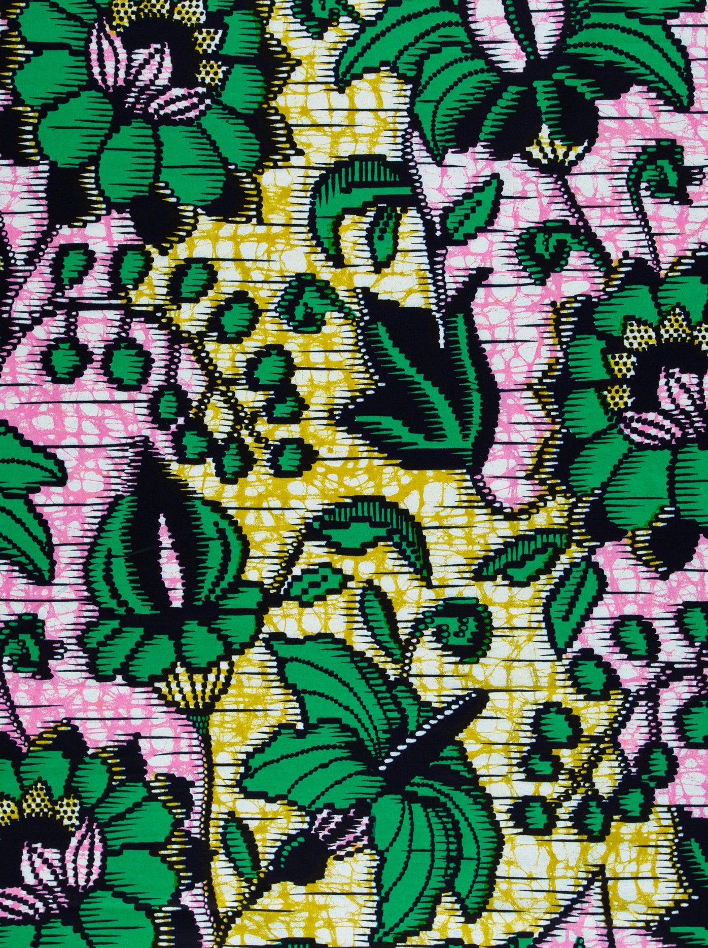 Vibrant green pink floral-patterned fabric super-wax vls6412.006