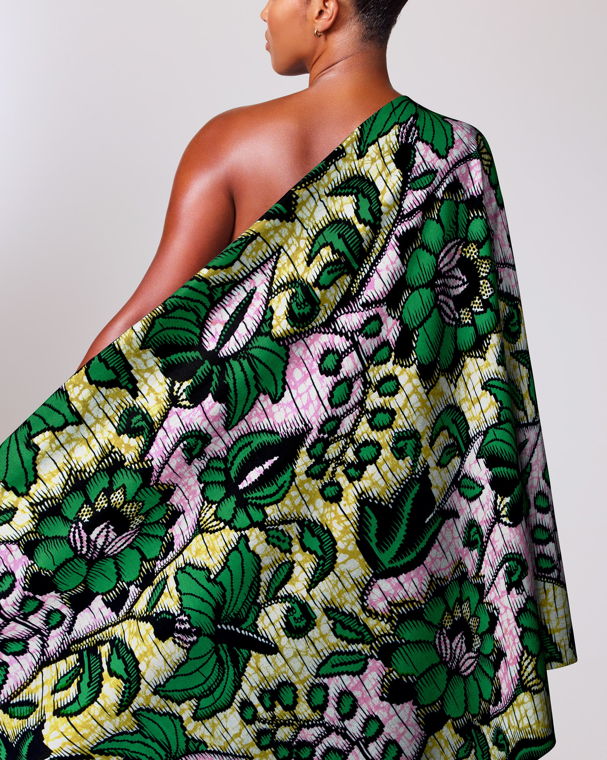 Vibrant one-shoulder wrap dress bold super-wax vls6412.006