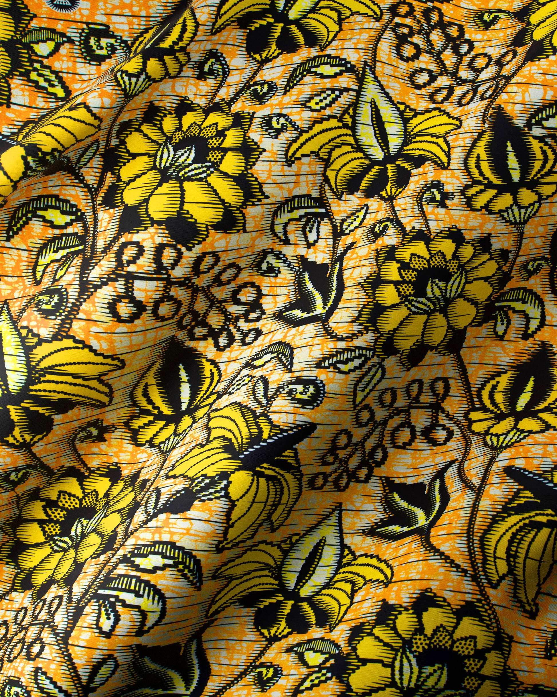 Vibrant orange fabric bold yellow super-wax vls6412.007