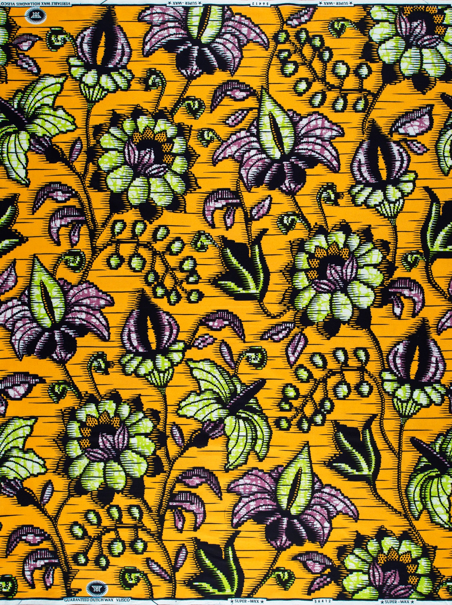 Vibrant orange african print fabric super-wax vls6412.008