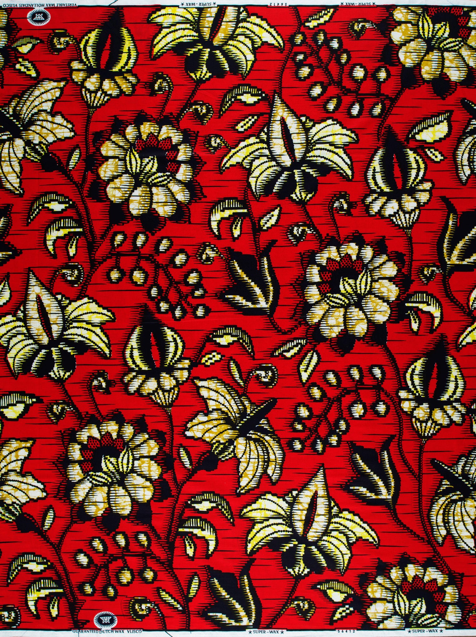 Vibrant red african print fabric super-wax vls6412.012