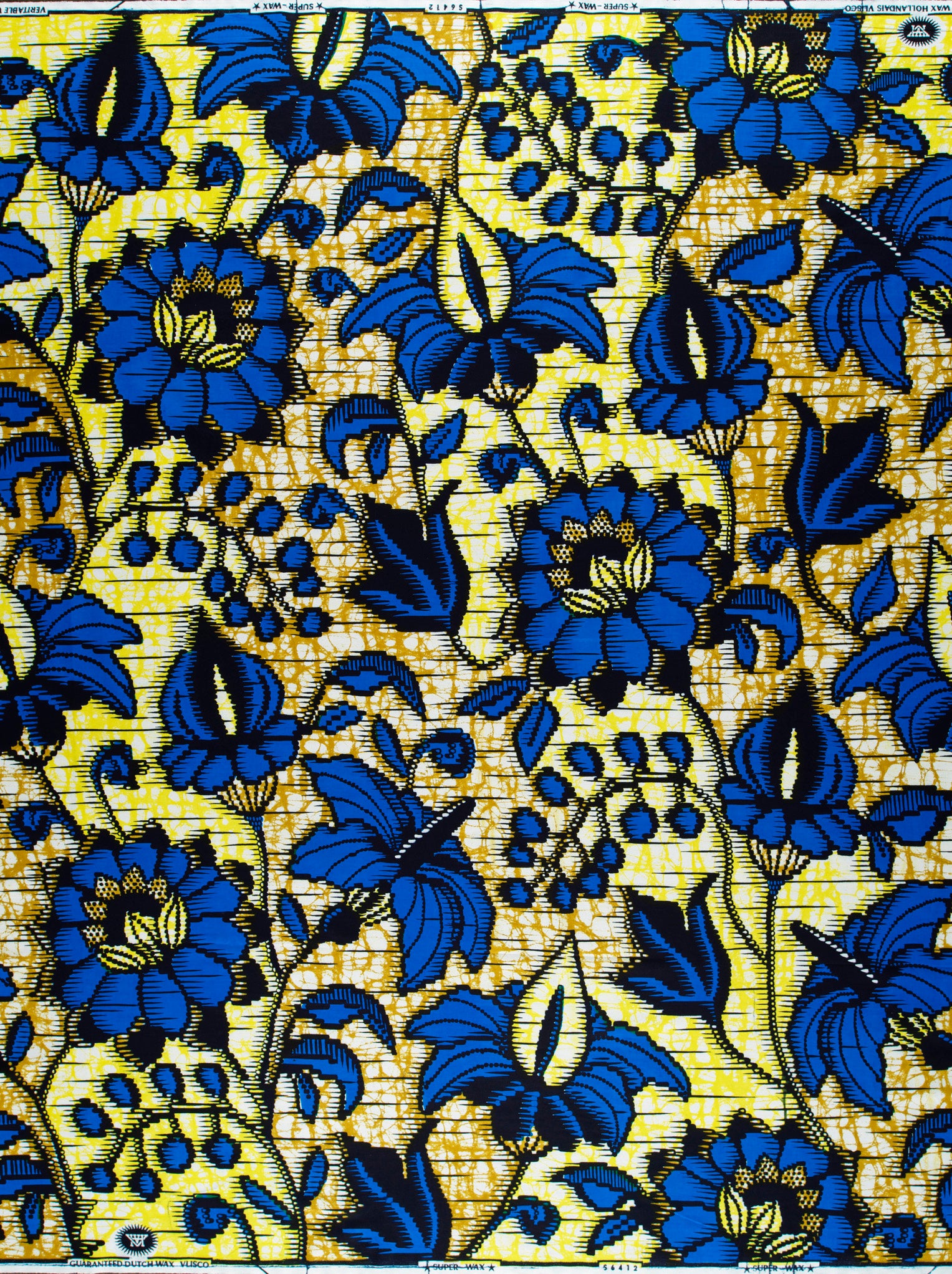 Vibrant blue floral patterned fabric super-wax vls6412.015
