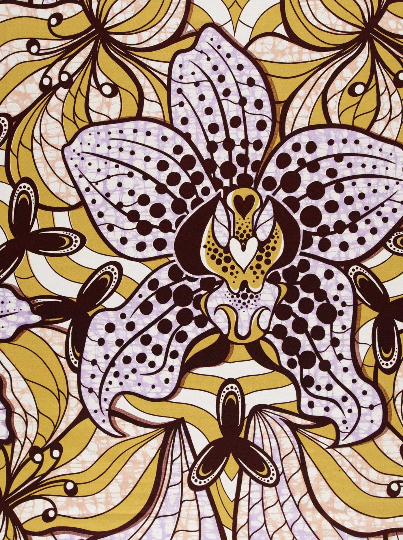 Stylized purple gold orchid pattern super-wax vls6516.003