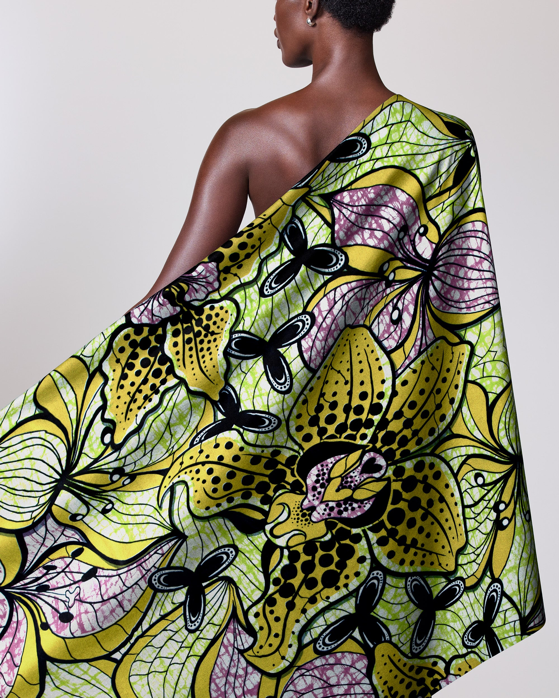 Vibrant yellow green patterned fabric super-wax vls6516.005