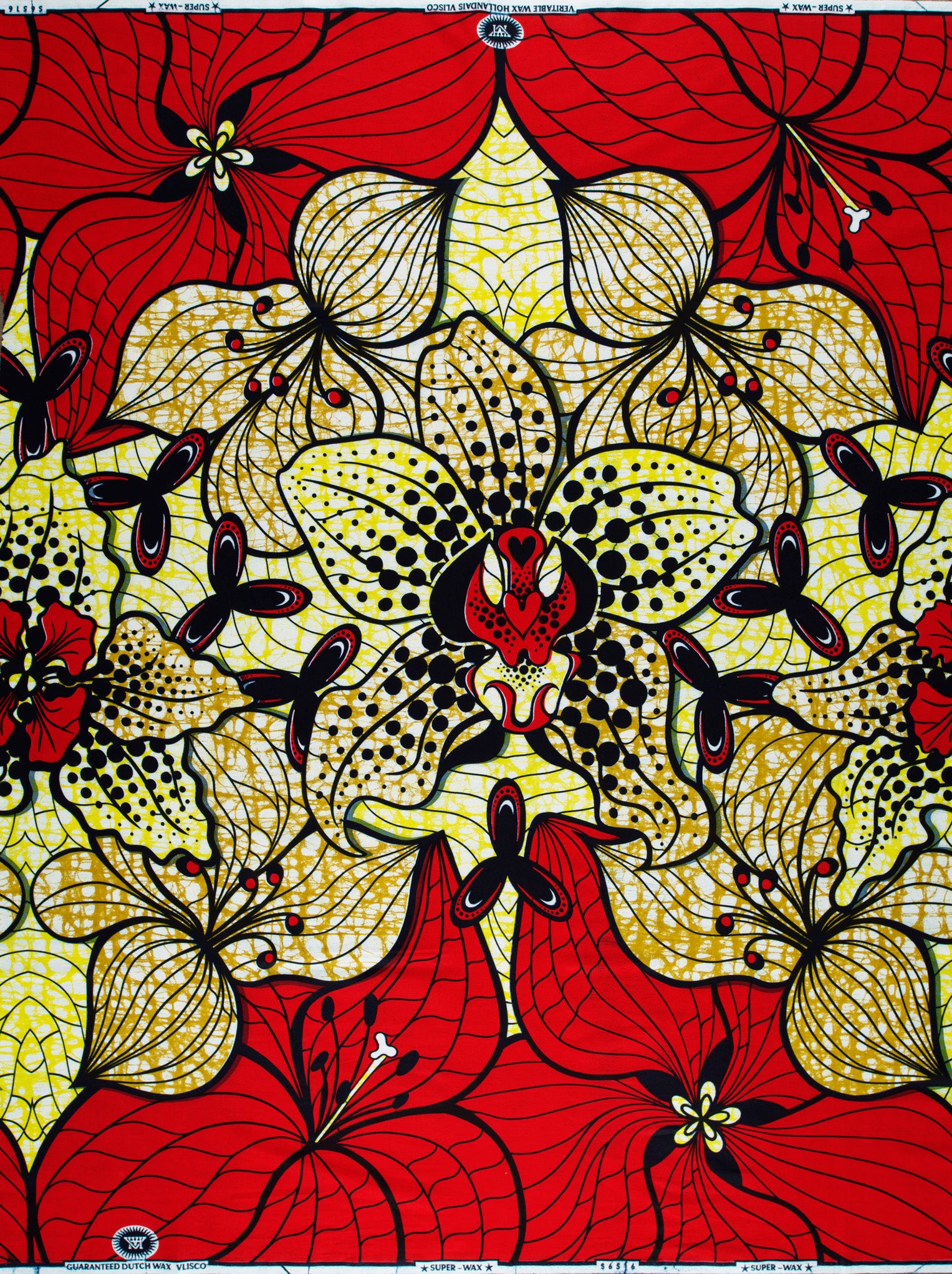 Vibrant red yellow african print super-wax vls6516.007