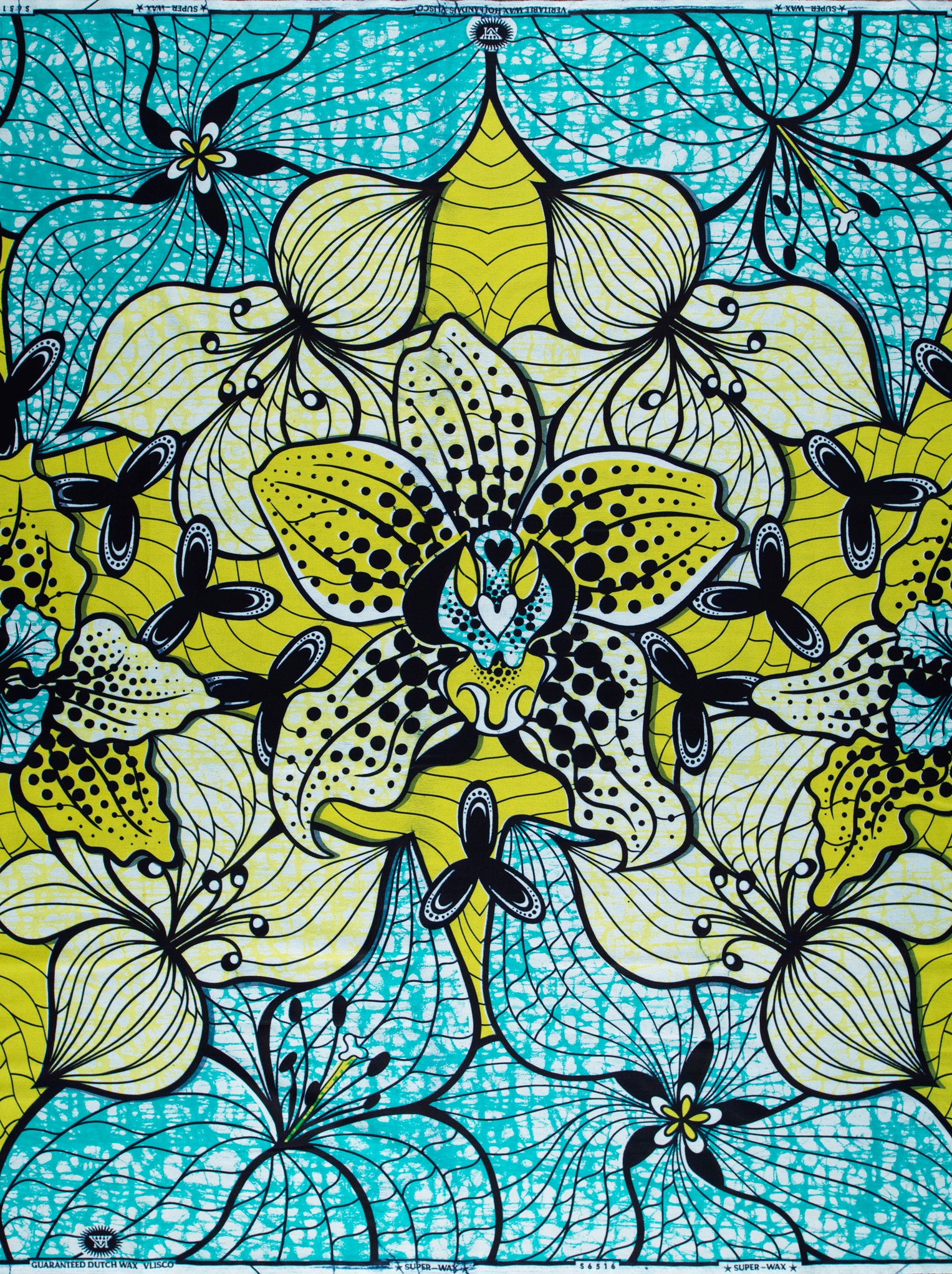 Vibrant turquoise yellow african print super-wax vls6516.012