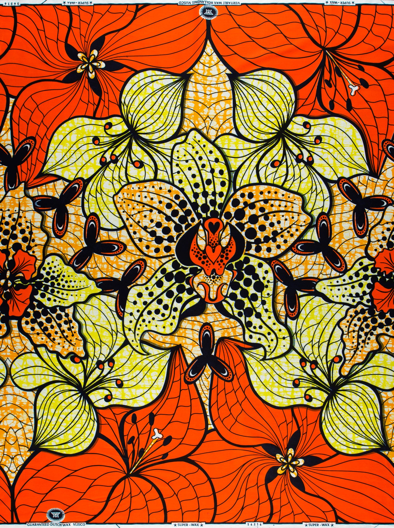 Vibrant orange lime green floral super-wax vls6516.013
