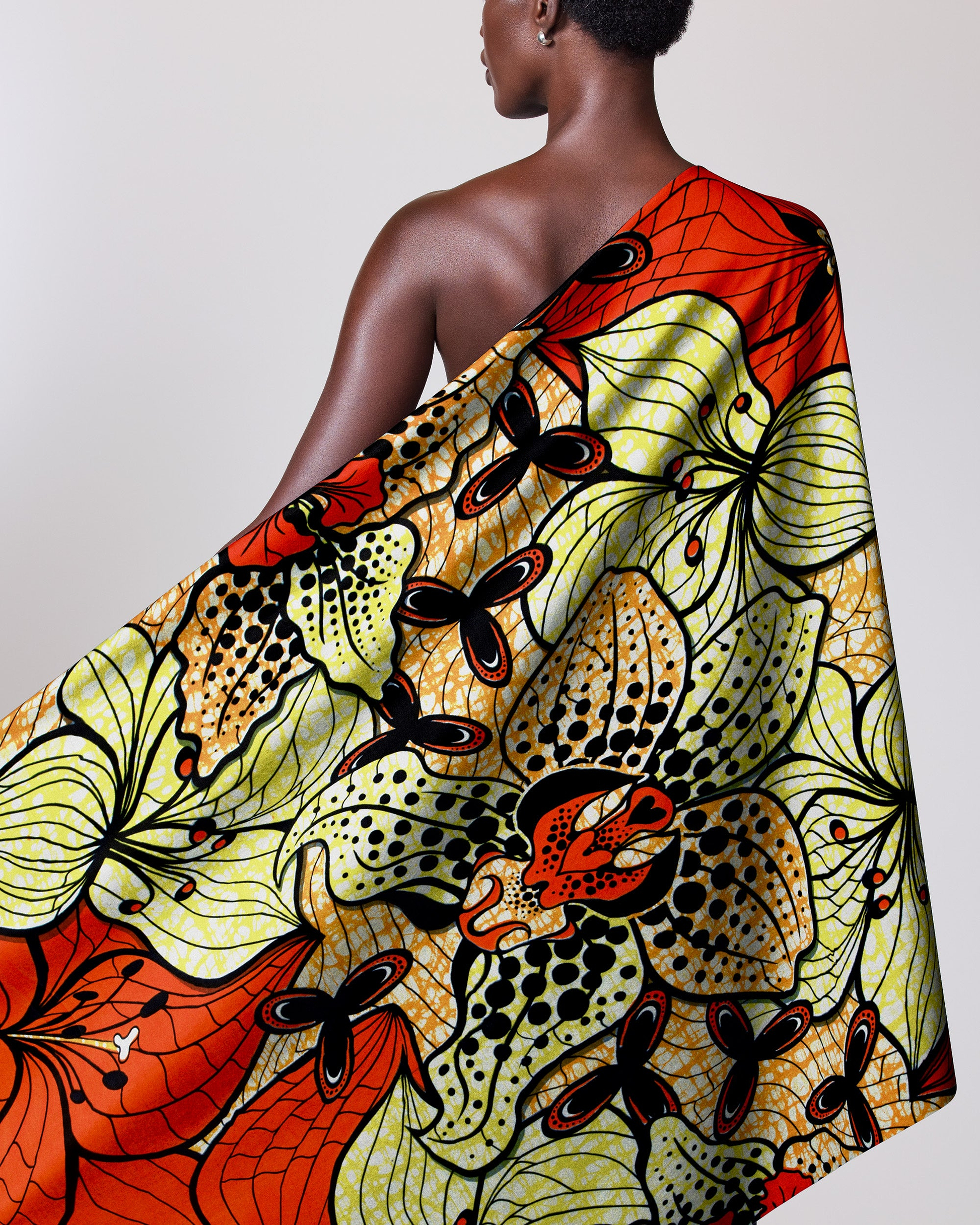 Vibrant one-shoulder wrap dress bold super-wax vls6516.013