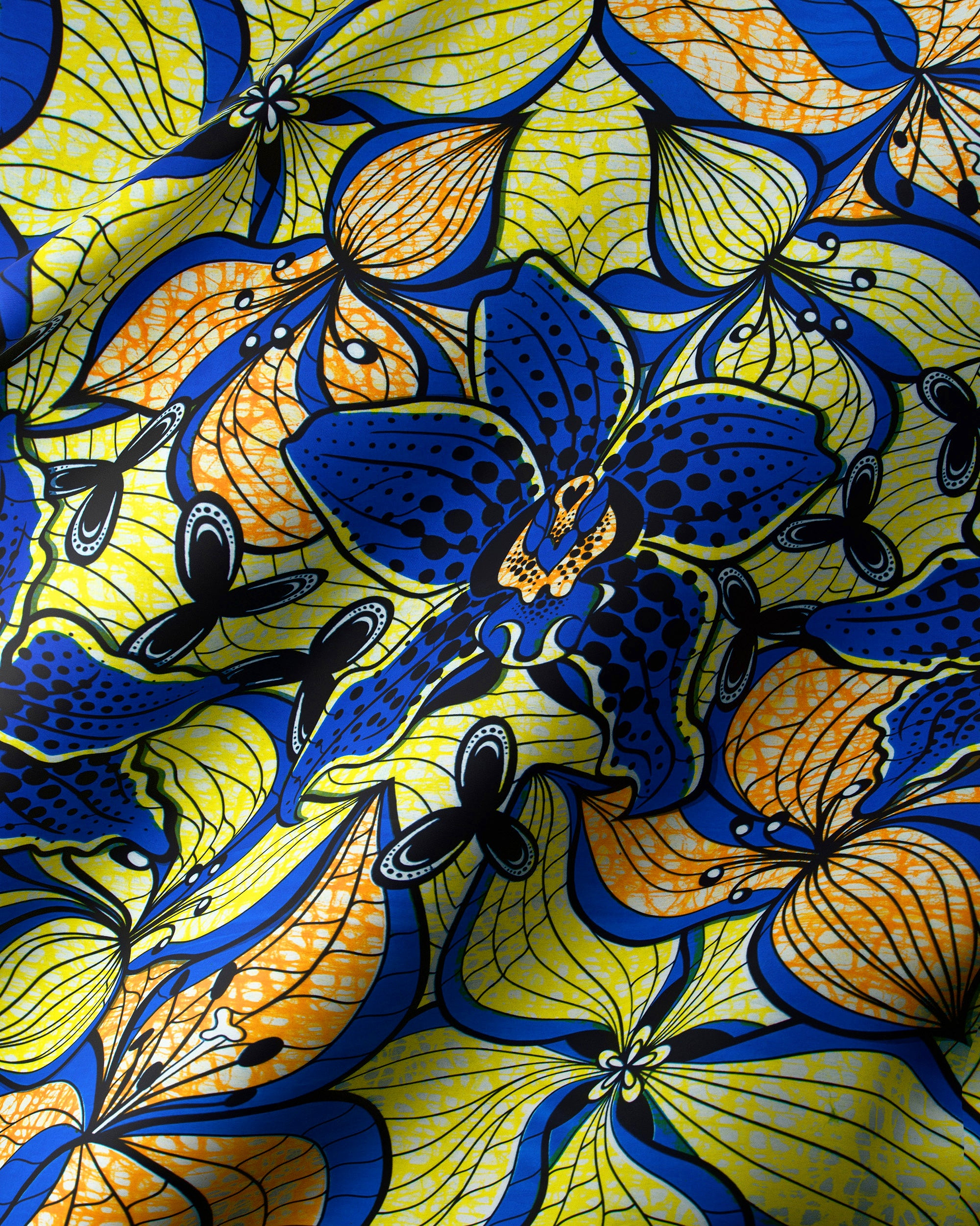 Vibrant blue yellow african print super-wax vls6516.014
