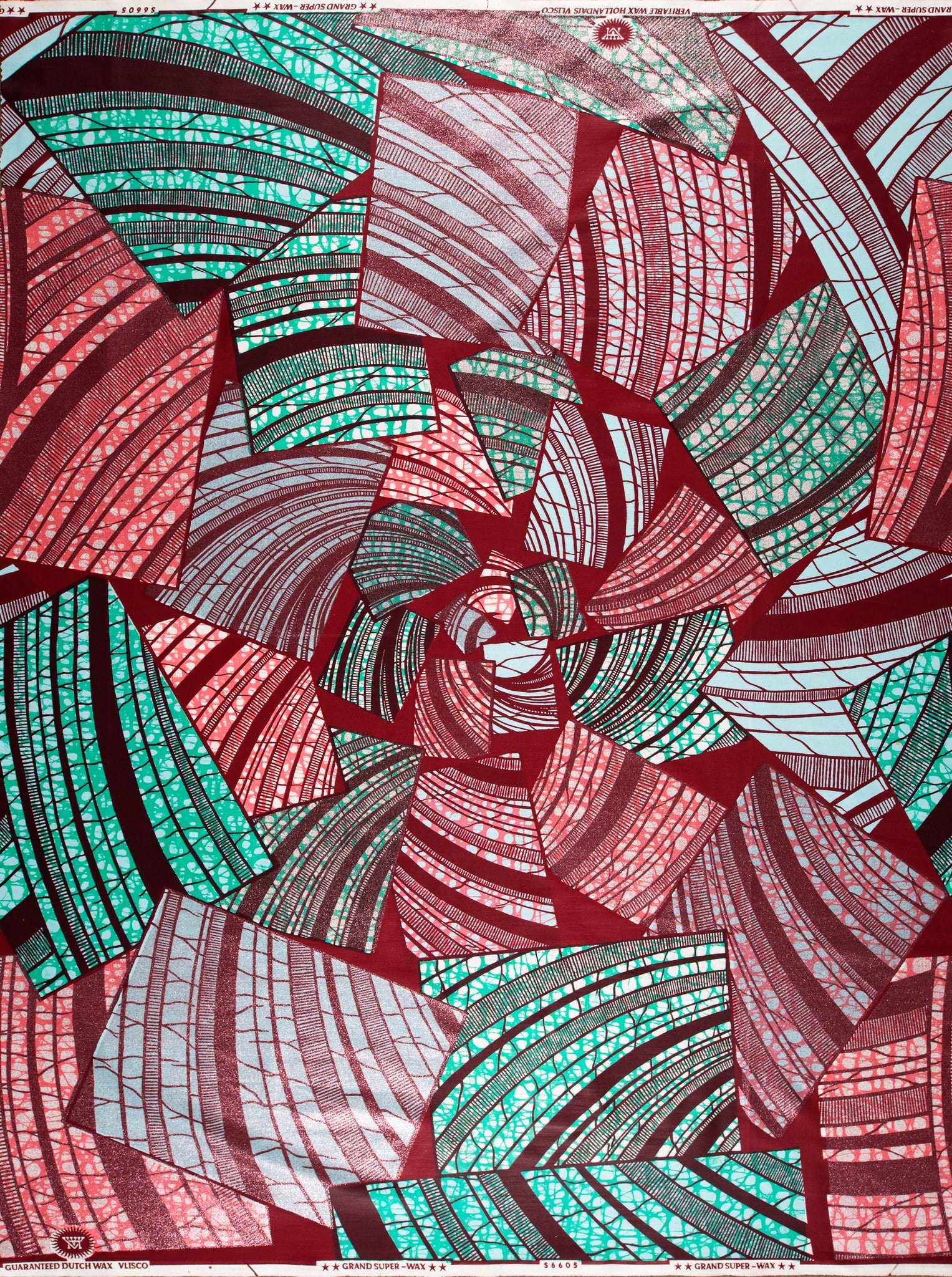 Vibrant red green white geometric-patterned grand super-wax vls6605.006