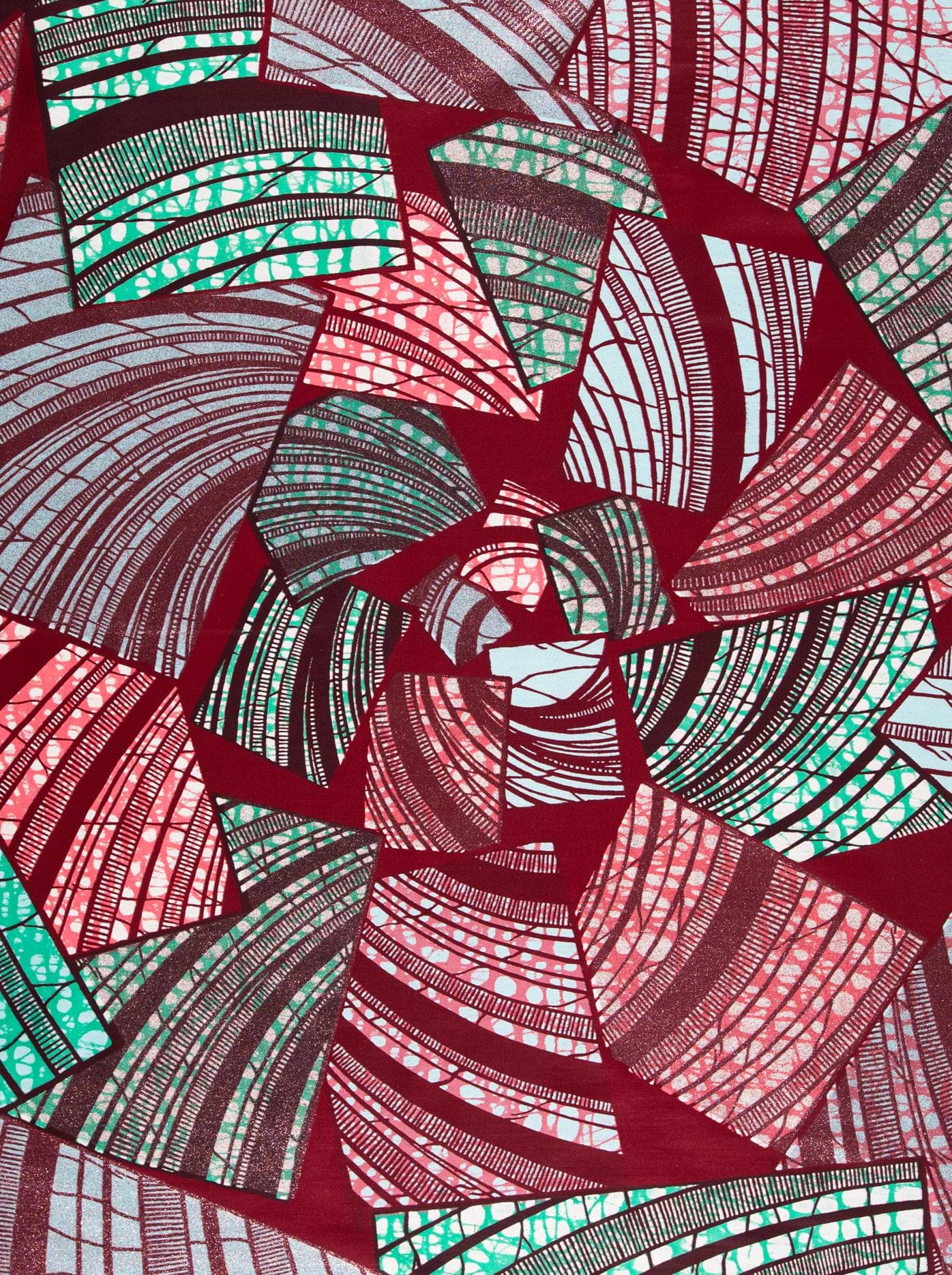 Vibrant red green white geometric-patterned grand super-wax vls6605.006