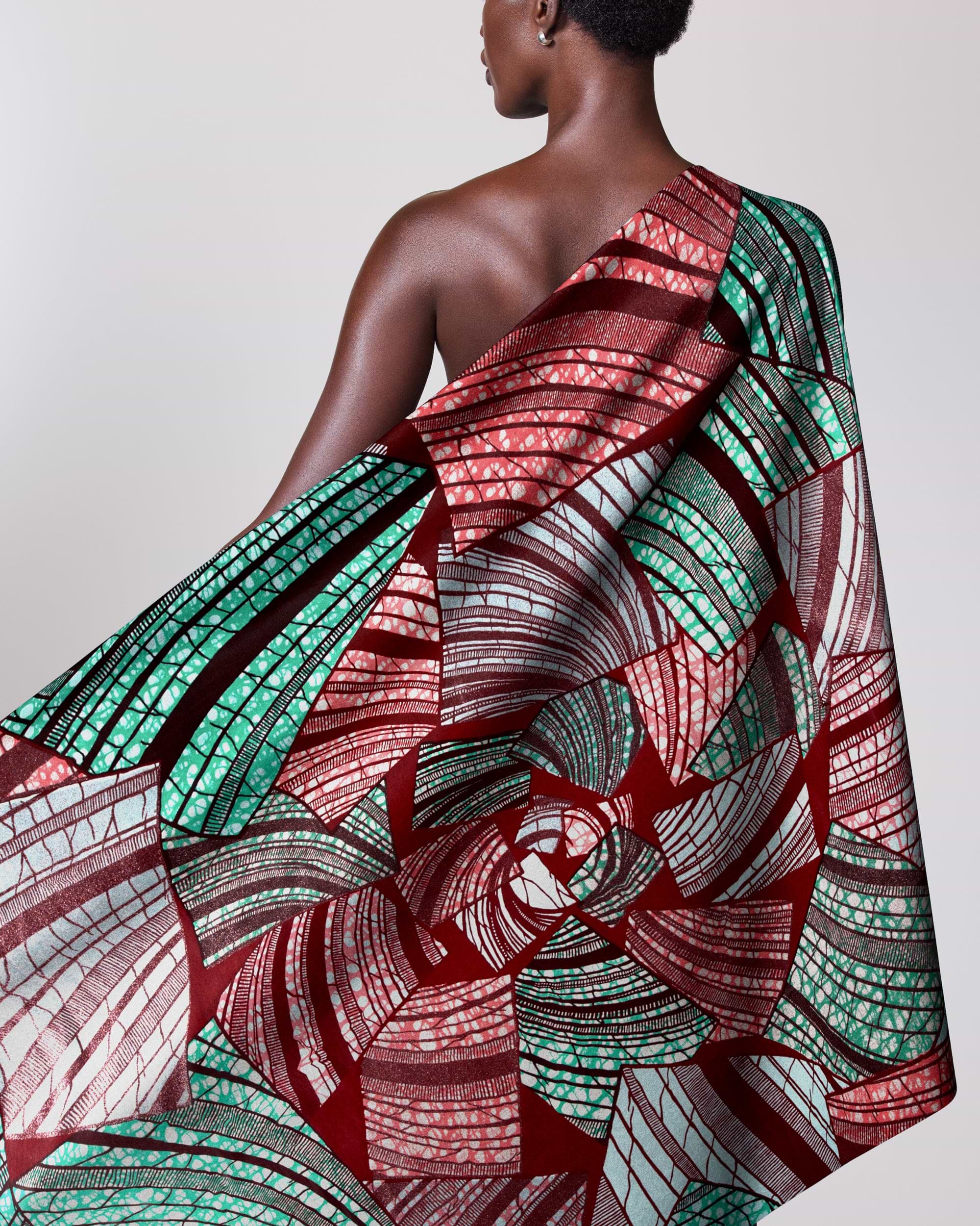 Vibrant one-shoulder wrap dress bold grand super-wax vls6605.006