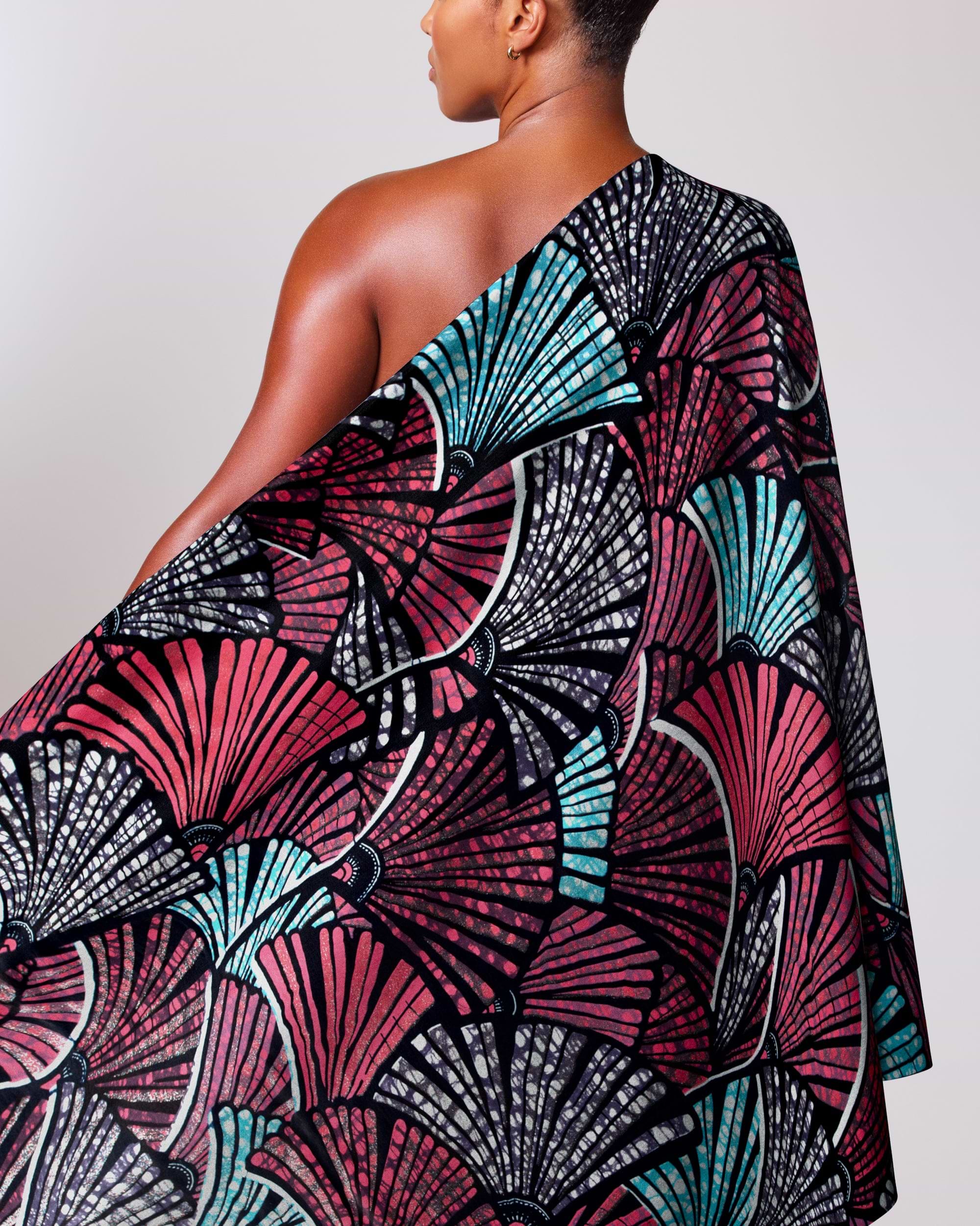 Vibrant one-shoulder dress bold pattern grand super-wax vls6740.006
