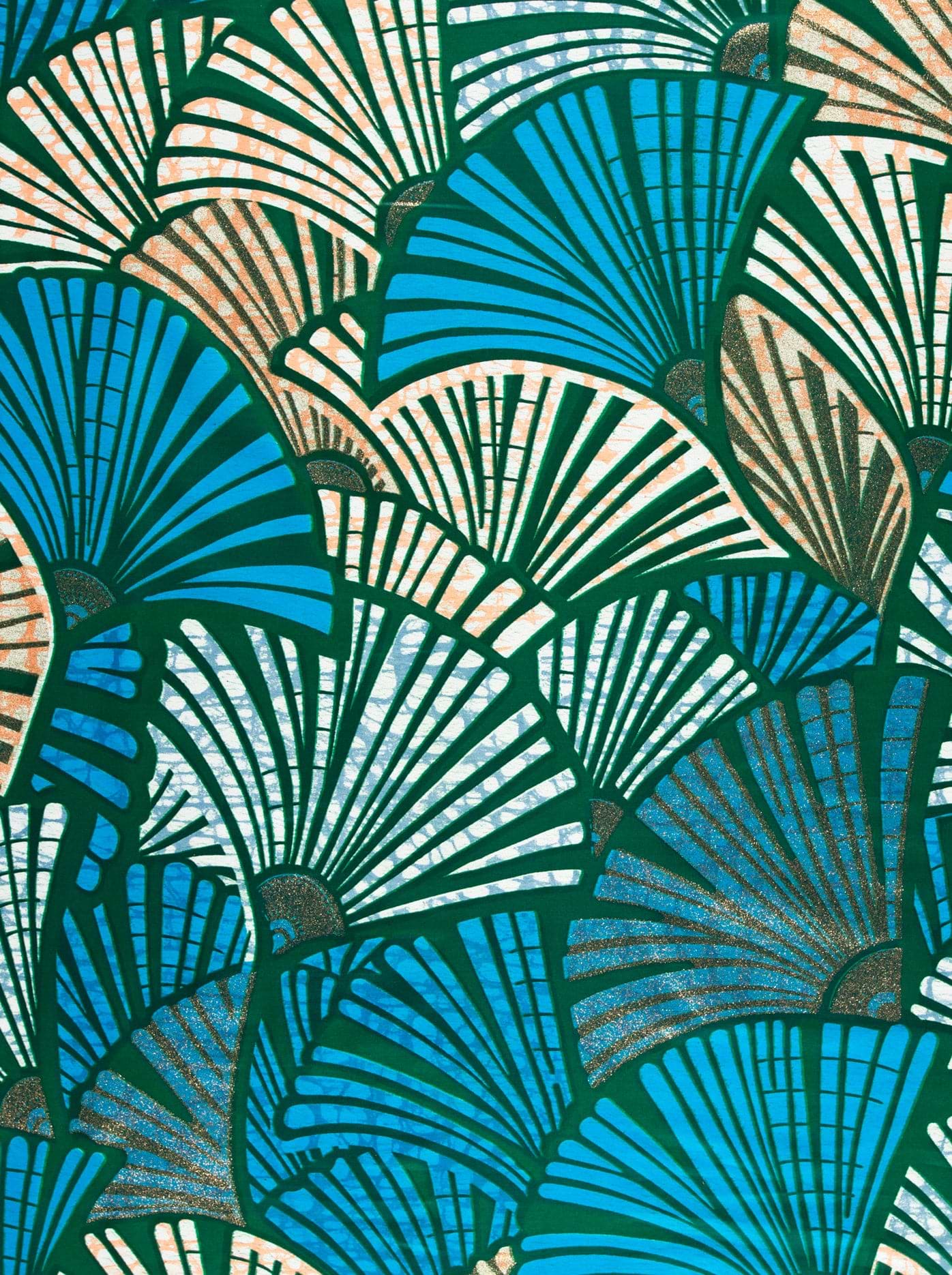Vibrant blue teal fan-shaped patterns grand super-wax vls6740.013