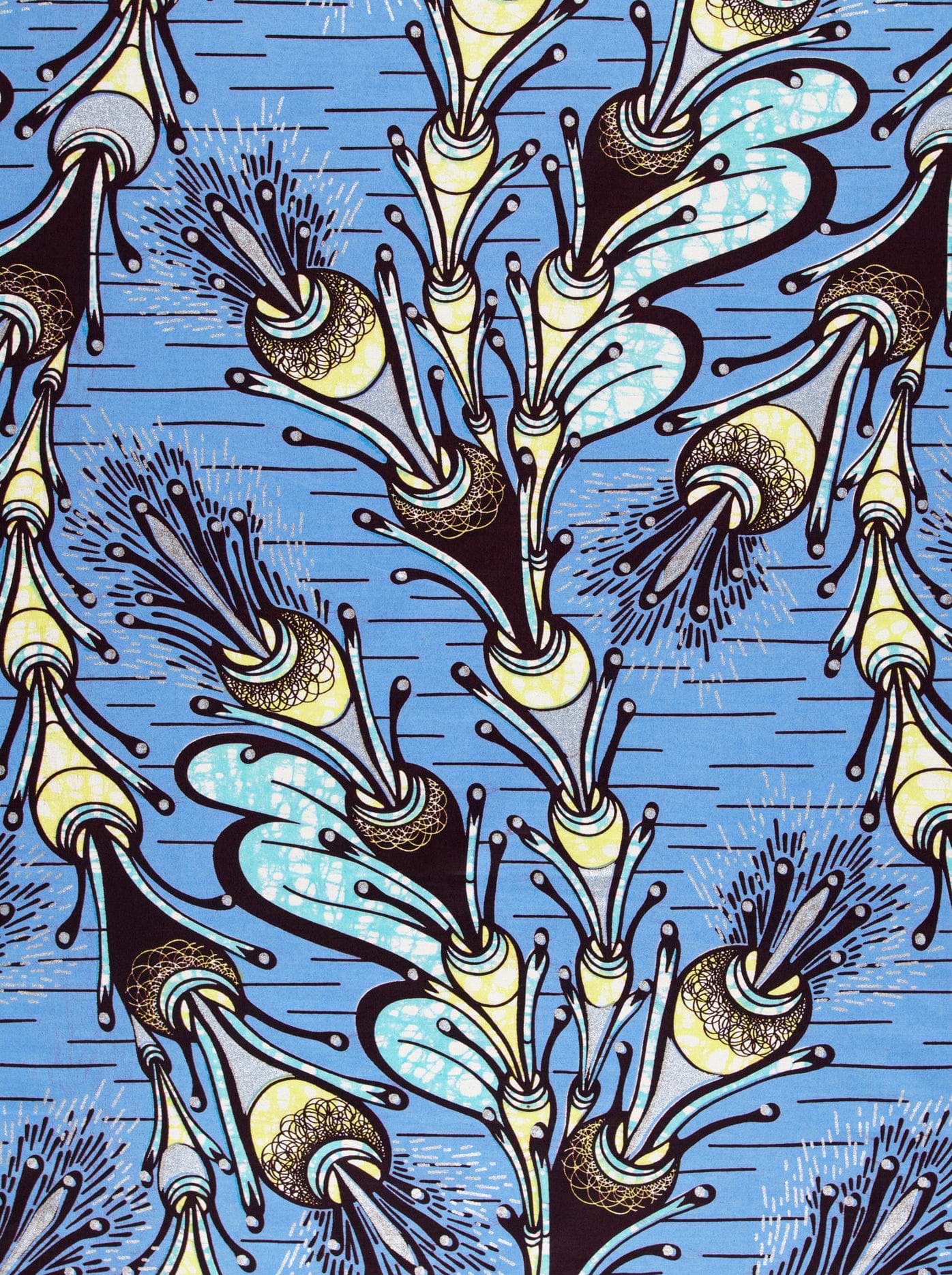 Vibrant blue fabric pattern stylized super-wax vls6747.011